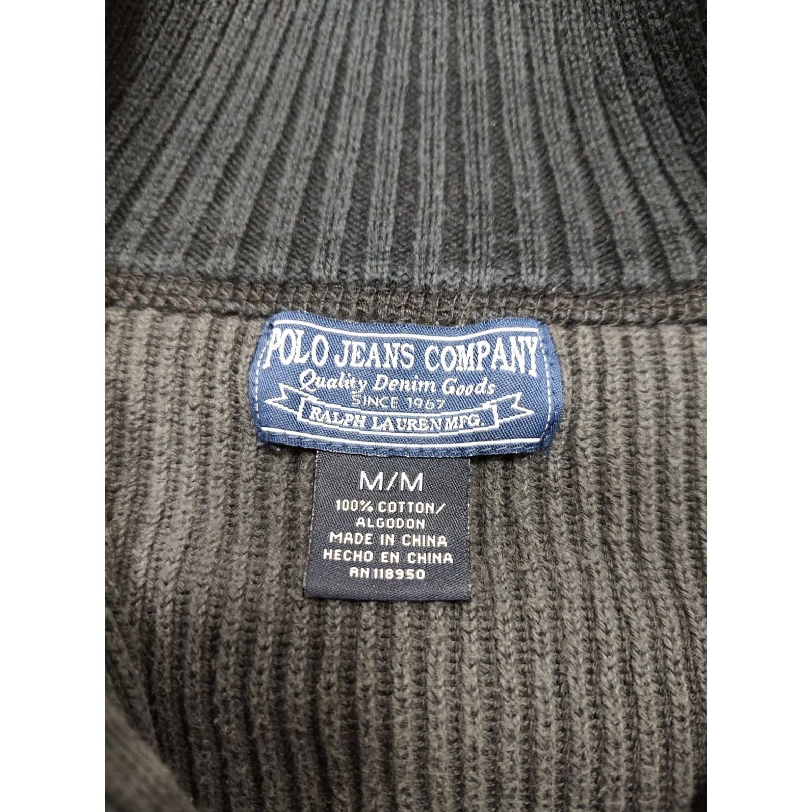 Polo Ralph Lauren VINTAGE Polo Ralph Lauren Sweater M Gray Ribbed 1/4 Zip Standard Issue Military Style Pullover Mens Size US M / EU 48-50 / 2 - 4 Thumbnail