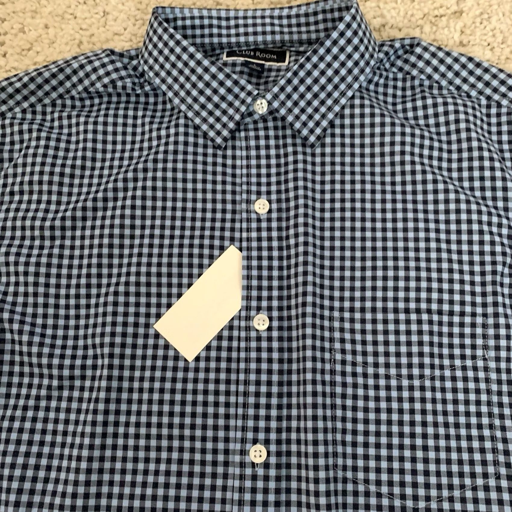Club Room Club Room Performance Shirt Mens Large Blue Check LS Tech Woven Button Up Size US L / EU 52-54 / 3 - 3 Thumbnail