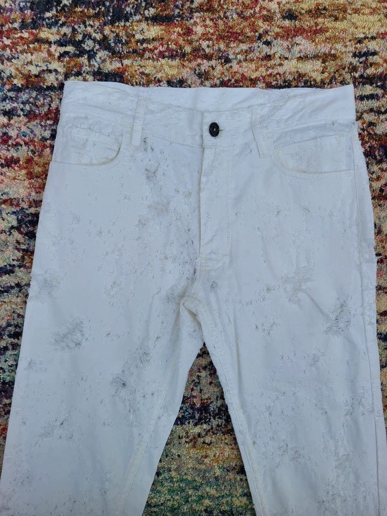 Ann Demeulemeester Ann Demeulemeester Distressed White Jeans-2506 Size 22" - 4 Thumbnail