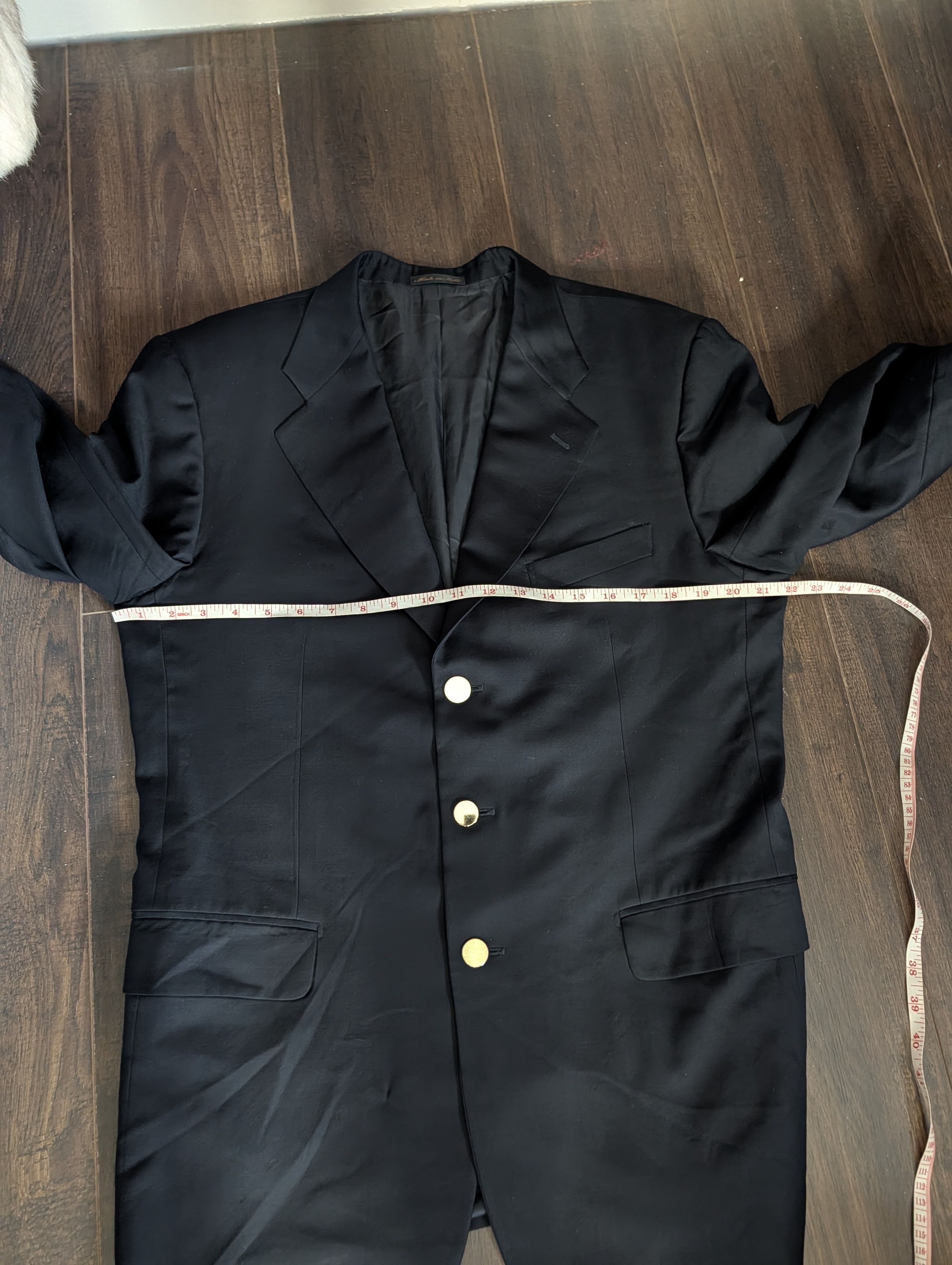 Trussini Black gold button Super 100s wool blazer sport coat IT52 Size 42R - 18 Thumbnail