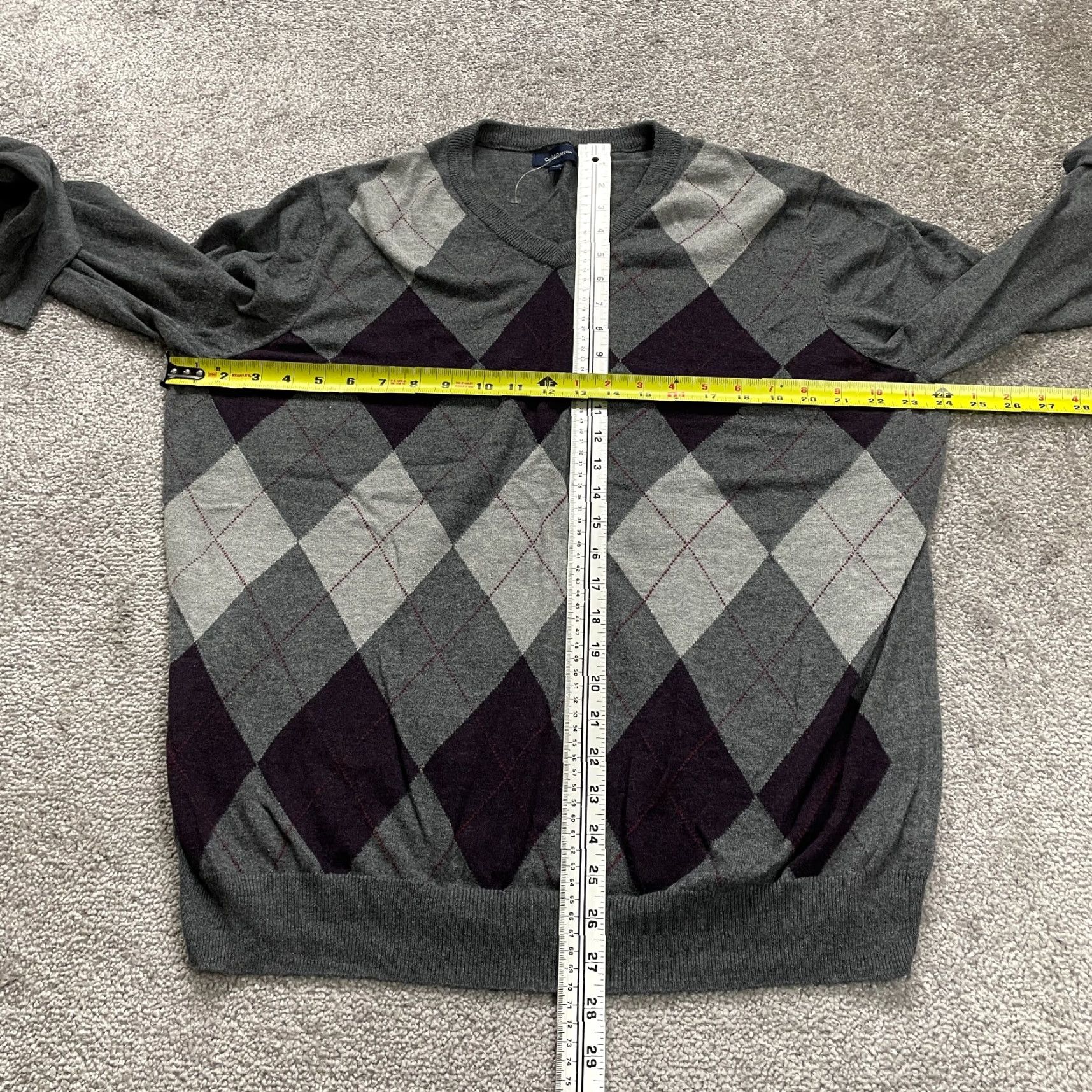 Croft & Barrow Croft & Barrow Sweater Mens XL Multicolor Argyle Diamond Knit V-Neck Pullover Mens Size US XL / EU 56 / 4 - 7 Thumbnail