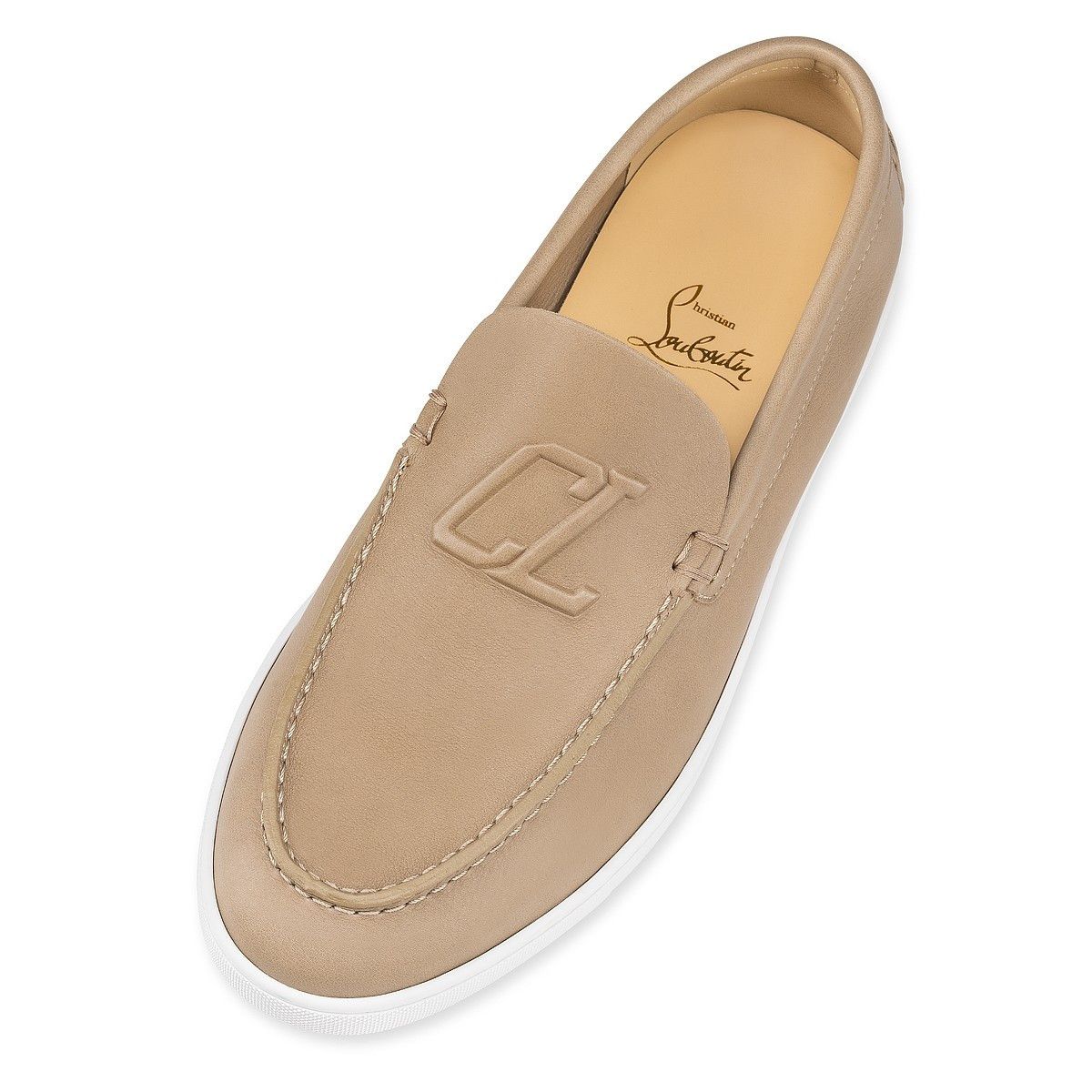 Christian Louboutin o1bcso1str0825 Varsiboat Leather Loafer in Beige Size US 12 / EU 45 - 3 Thumbnail