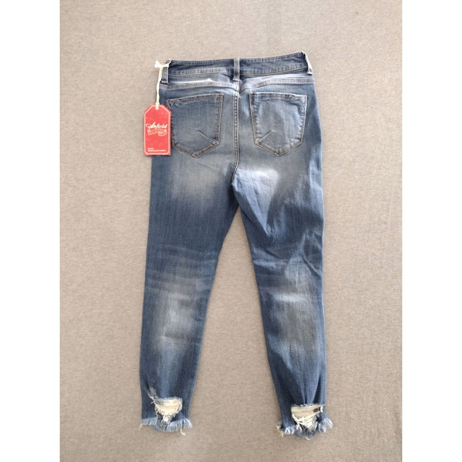 Penfield Anfield Jeans Distressed Mid Rise Skinny 90s Light Blue XS Women Regular Slim 24in 24in Cotton Spandex Denim Brand: Anfield Size 26" / US 2 / IT 38 - 2 Thumbnail