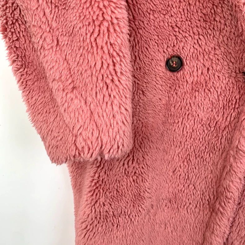 Max Mara Max Mara Pink Teddy lapel double-breasted coat Size L / US 10 / IT 46 - 4 Thumbnail