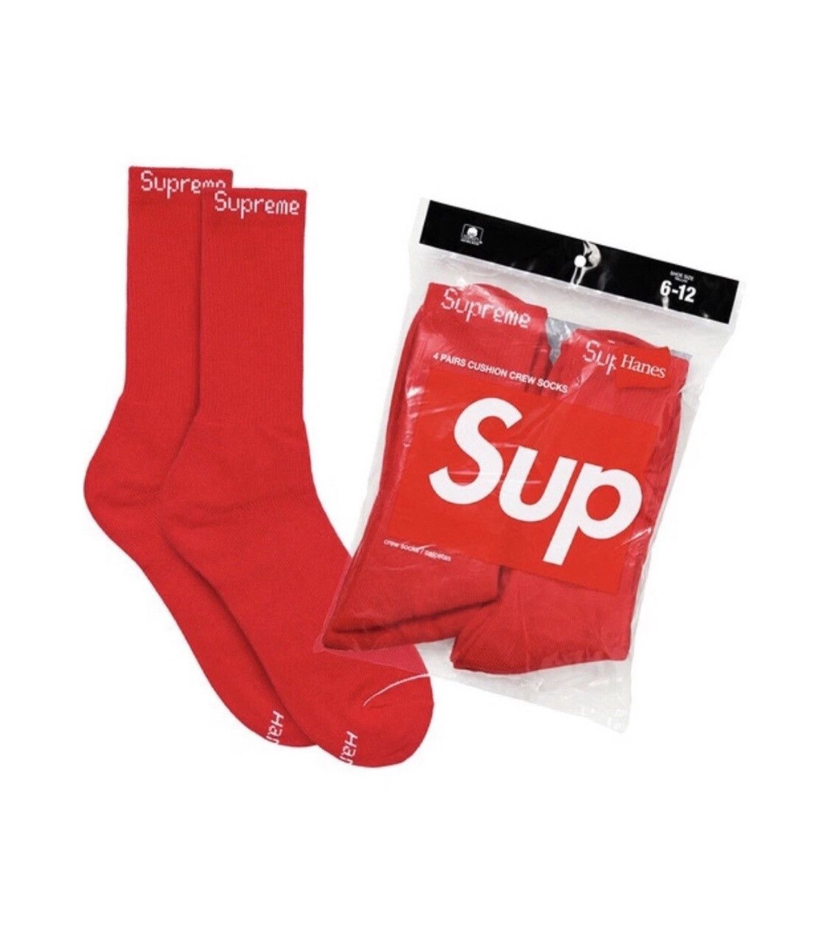 Hanes × Supreme Supreme®/Hanes® Crew Socks (4 Pack) Red Size ONE SIZE - 1 Preview