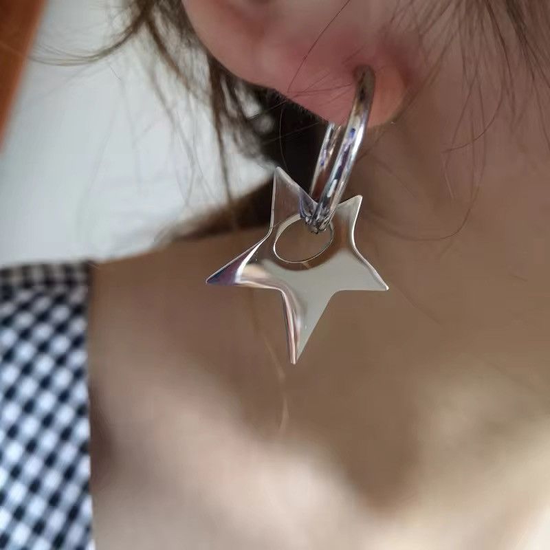 Jewelry Large Irregular Star Hoop Earring Size ONE SIZE - 1 Thumbnail