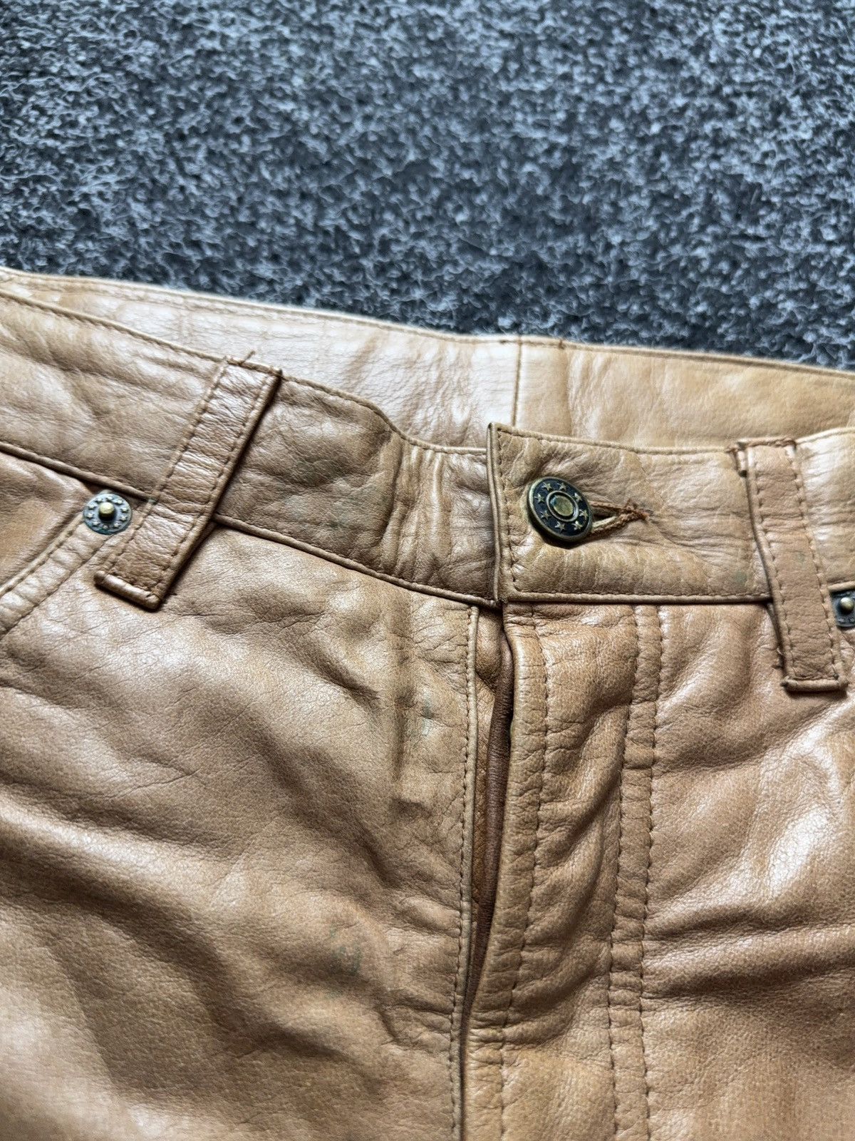 Genuine Leather 00s Leather Biker MOTO Rock Punk Cowboy Chrome Style Pants Size US 31 - 9 Thumbnail