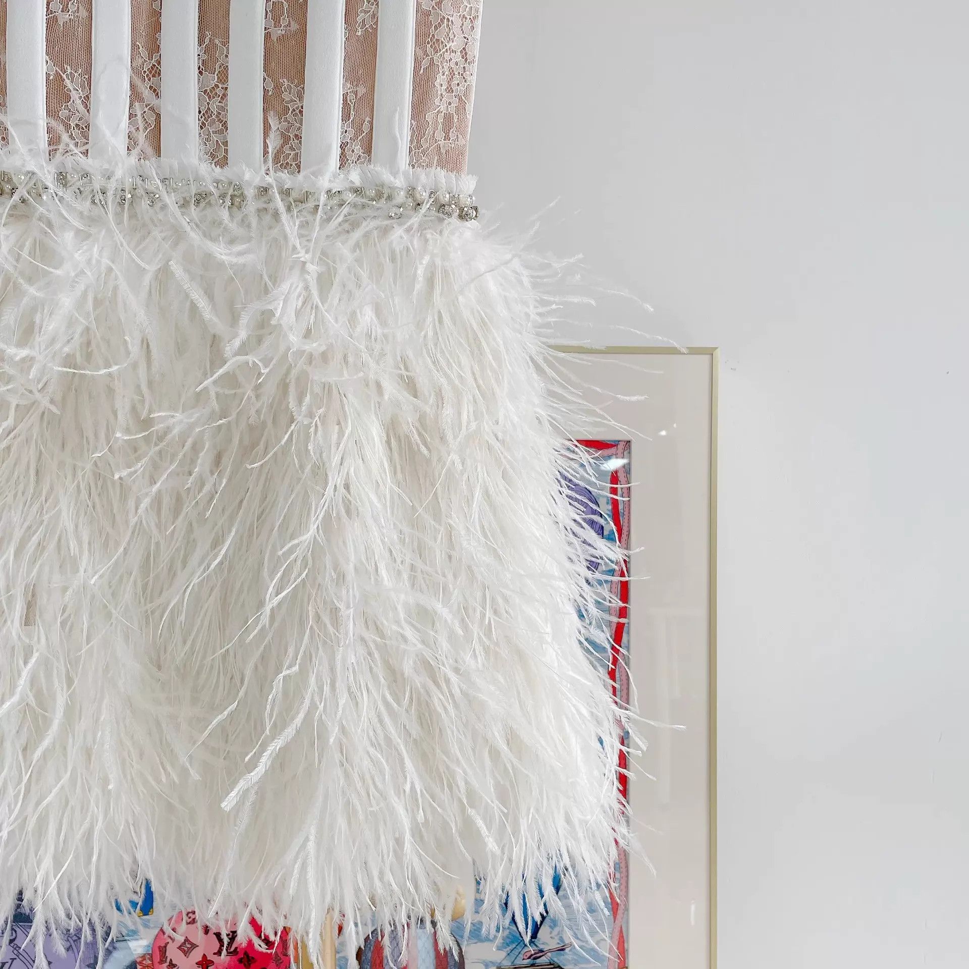 Alice + Olivia Alice+Olivia white feather cami dress pre-owned Size XS / US 0-2 / IT 36-38 - 5 Thumbnail