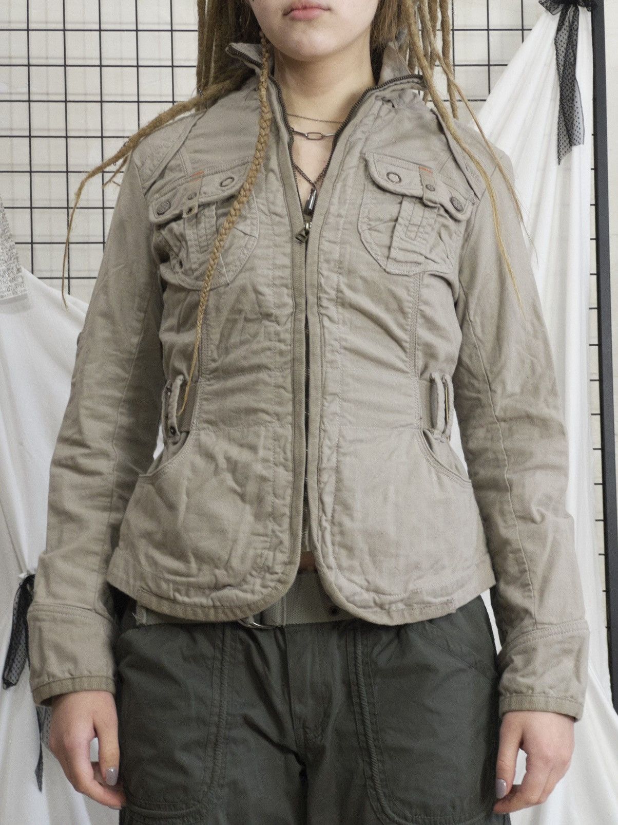 Vintage Fitted utility jacket with side belts & cargo details Size M / US 6-8 / IT 42-44 - 4 Thumbnail