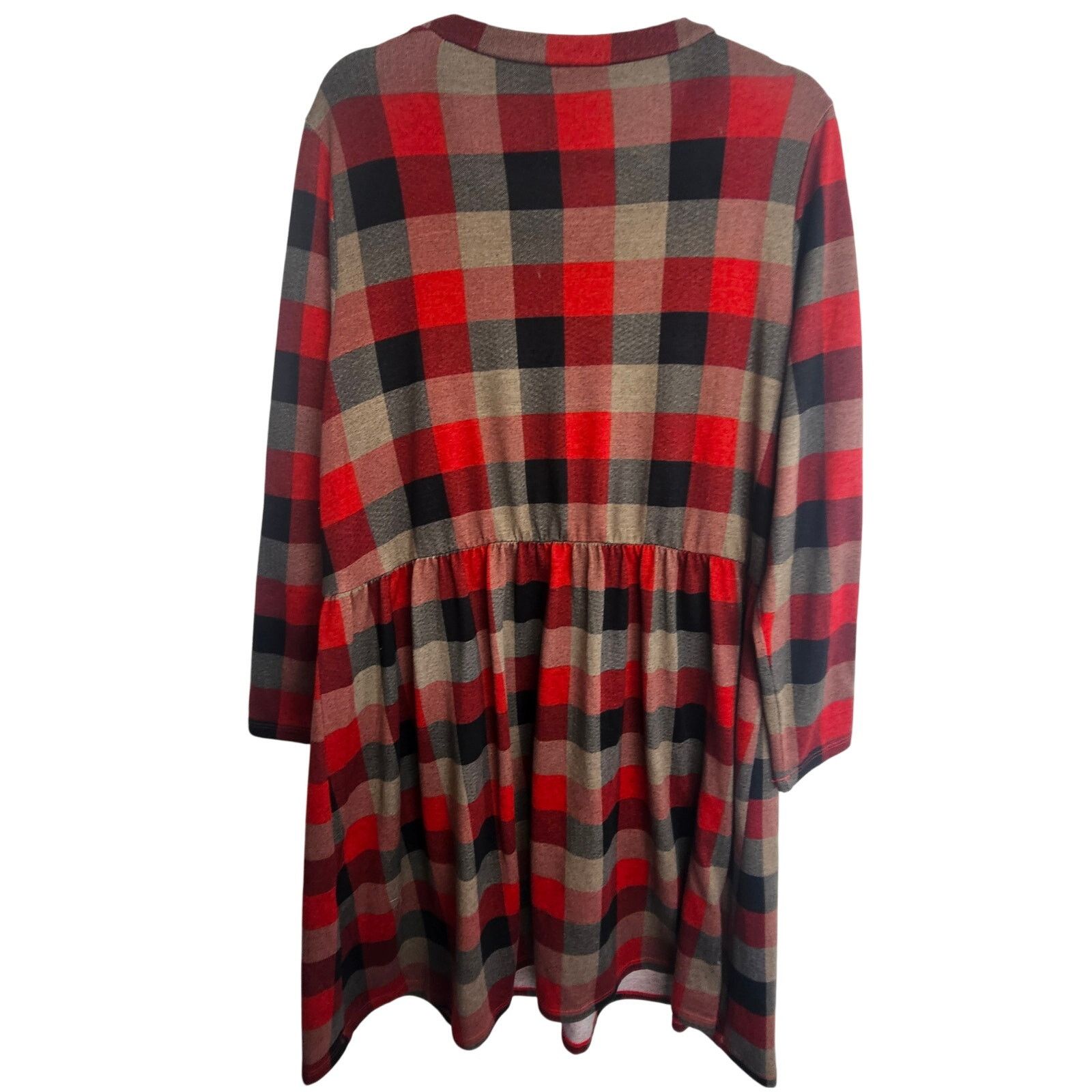 Phoenix Clothing Modcloth Dress Women Plus Size 2X? Red Check Knit Shift Size XXL / US 16-18 / IT 52-54 - 8 Thumbnail