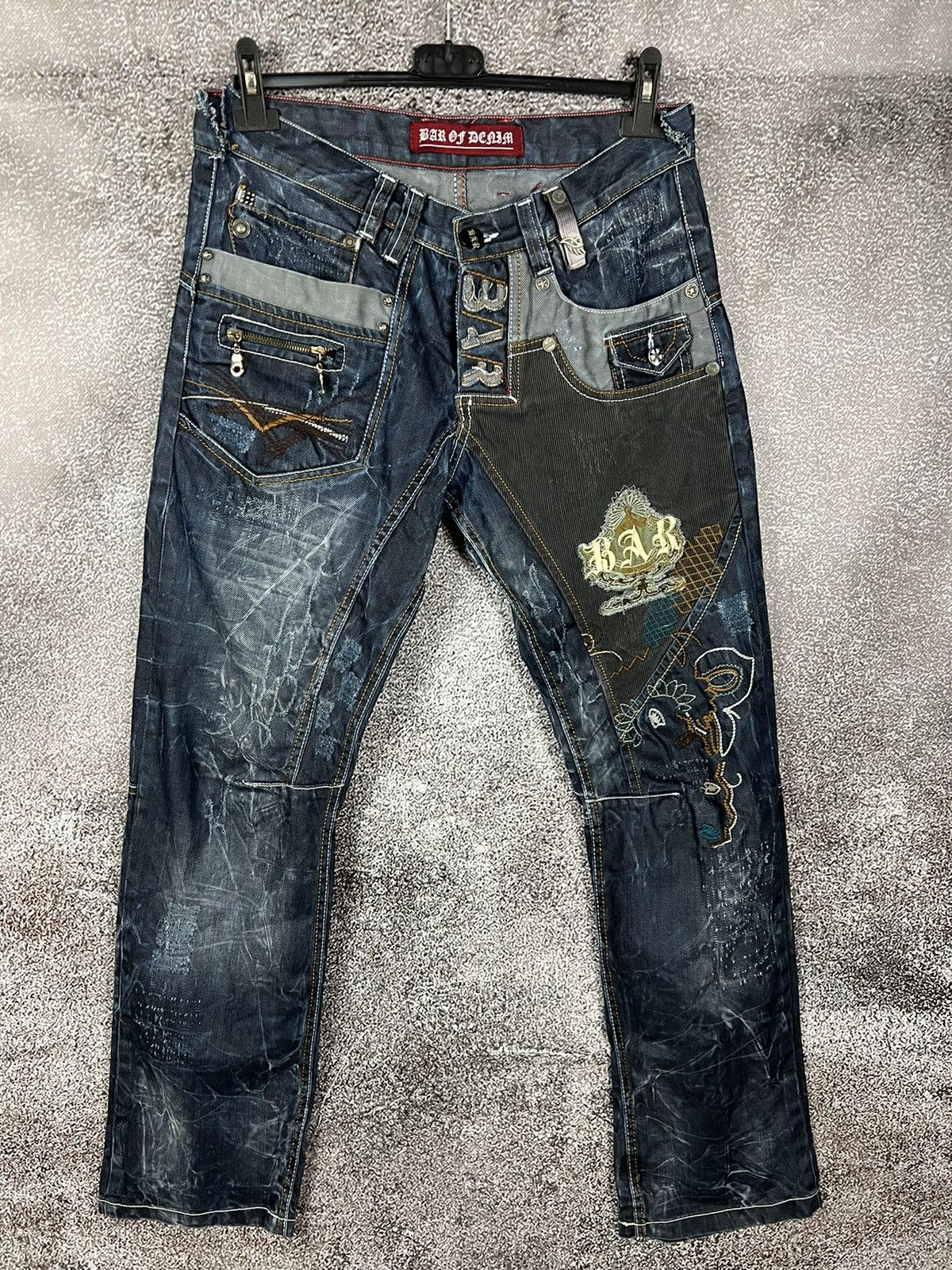Japanese Brand Bar Magic of Denim Distressed multipocket men’s denim pants Size US 31 - 1 Thumbnail