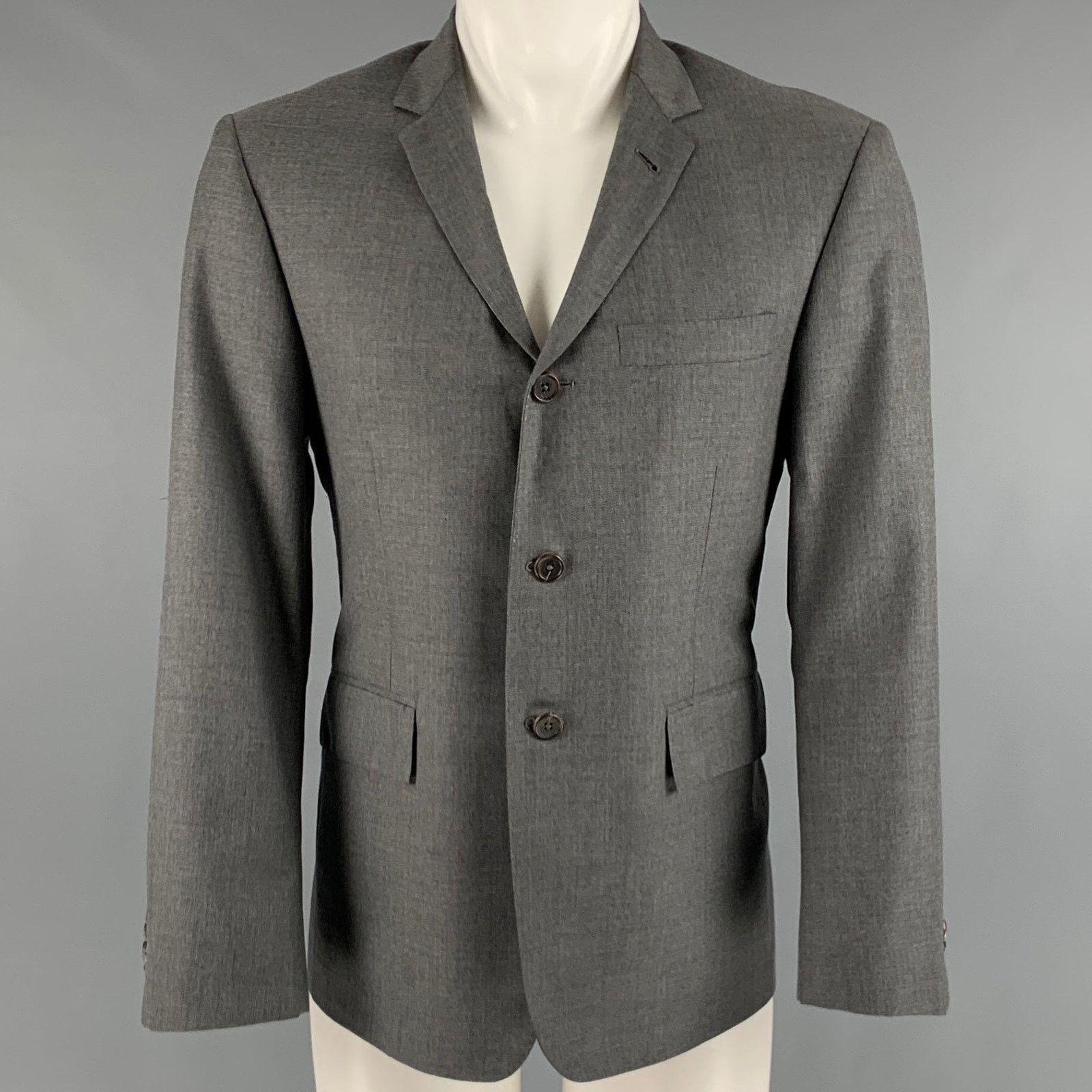 Thom Browne THOM BROWNE Size 40 Grey Tweed 3 button Sport Coat Size 40R - 1 Thumbnail