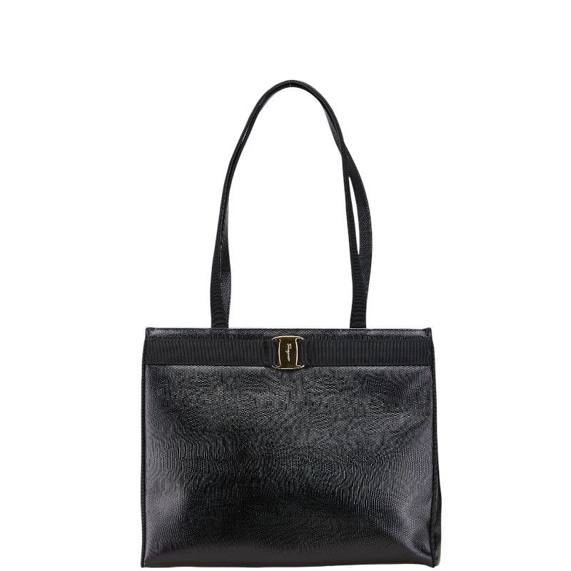 Salvatore Ferragamo Salvatore Ferragamo Embossed Leather Vara Ribbon Shoulder Bag Au-21/25 30 Leather Tote Bag Au-21/25 30 in Black, Women's