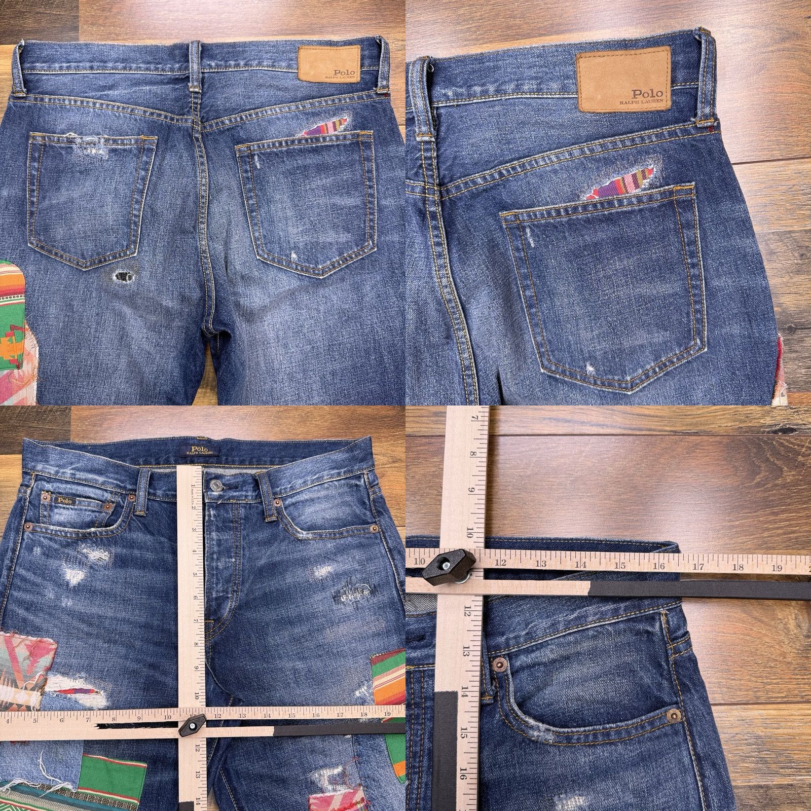 Polo Ralph Lauren Polo Ralph Lauren Jeans Boyfriend Womens 29 Blue Aztec Patch Stretch Denim 5-Pocket Regular Mid Rise 28 In Inseam Jeans Accessories Logo Size 29" - 9 Thumbnail