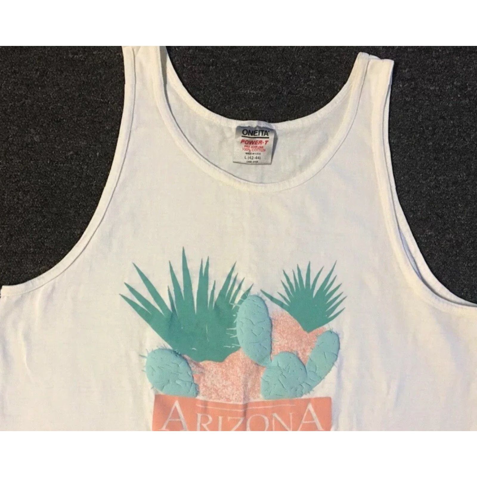 Vintage VINTAGE Arizona Cactus Tank Top S USA 80s 90s White Sun Palm Trees Grunge Single Stitch Men Tank Top T-Shirt US Made Size US S / EU 44-46 / 1 - 5 Thumbnail
