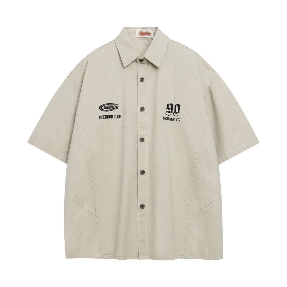 Japanese Brand × Vintage Men's embroidered letter patchwork loose casual work shirt Size US M / EU 48-50 / 2 - 1 Thumbnail