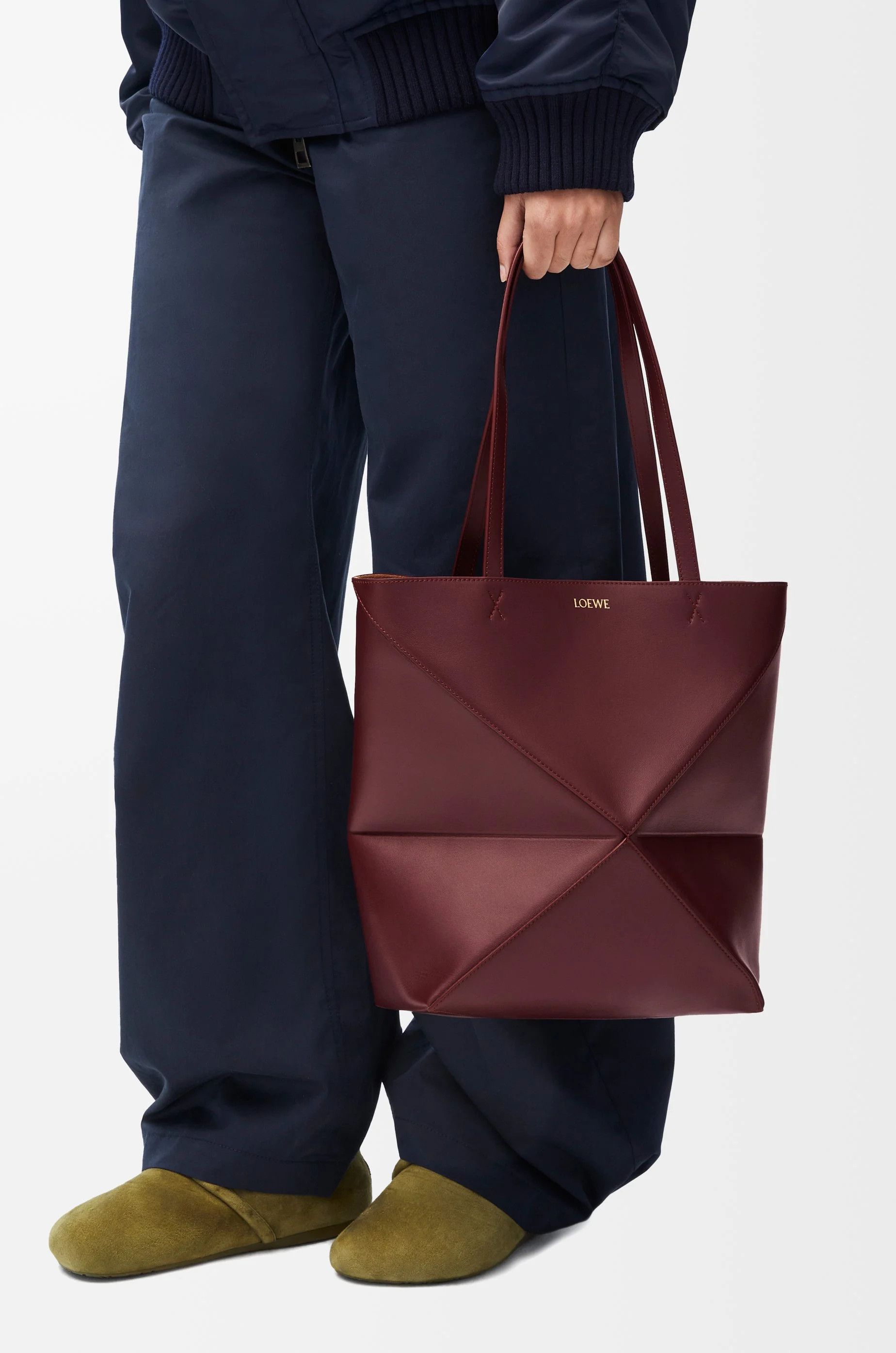 Loewe o1in1g0426 Size: OS/ Puzzle Fold Mini Tote Bag Dark Burgundy Size ONE SIZE - 2 Thumbnail