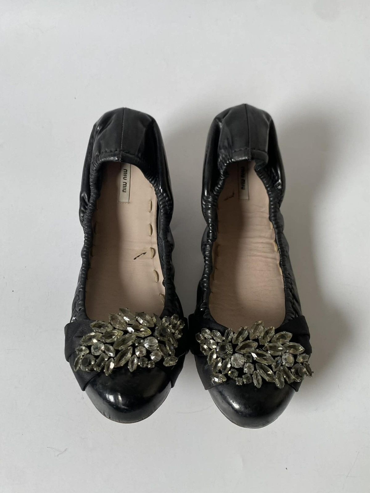 Miu Miu Miu Miu Y2K Archive Crystal-Embellished Scrunch Flats Size US 8.5 / IT 38.5 - 1 Thumbnail