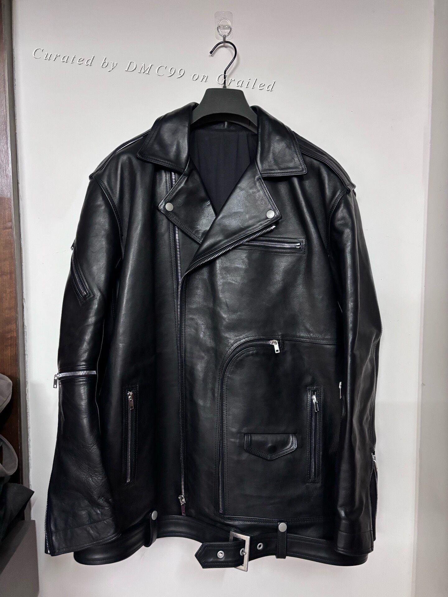 Rick Owens Rick Owens - Geo High Neck Leather Biker Jacket w