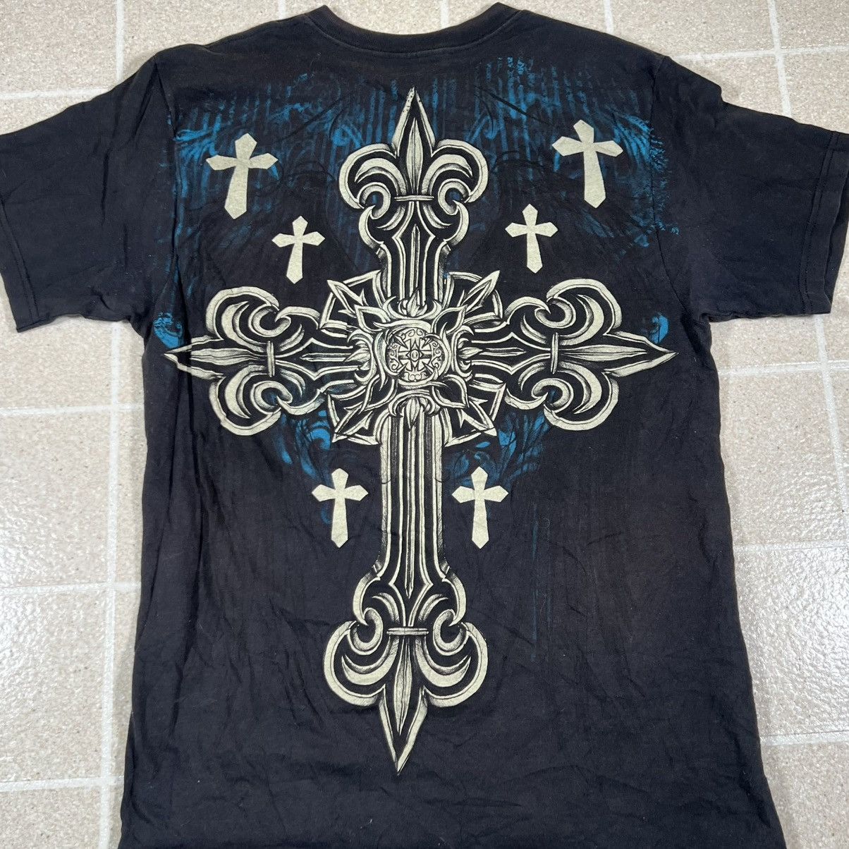 Other MMA Elite Shirt Mens Large Blue Black Cross Spellout Tee Y2K Size US L / EU 52-54 / 3 - 5 Thumbnail