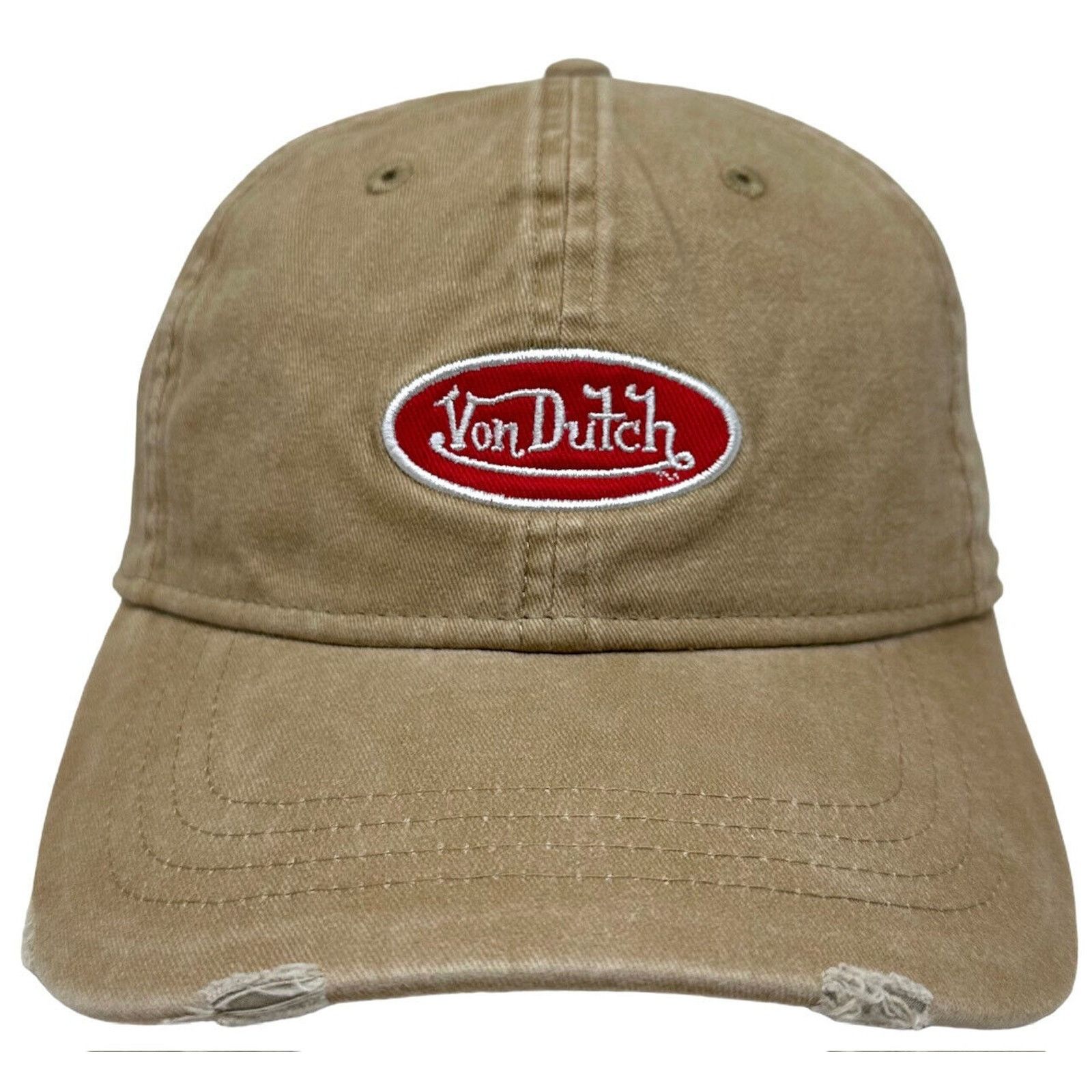 Von Dutch Von Dutch Strapback Hat Tan Distressed Unstructured Dad Cap Size ONE SIZE - 2 Thumbnail