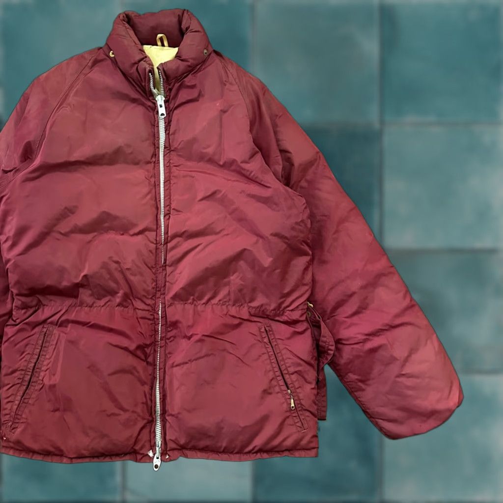 Vintage 1960s Alp Sport Jacket Parka Ski Coat Down Goose L Ski Red Talon zip Bauer Nylon