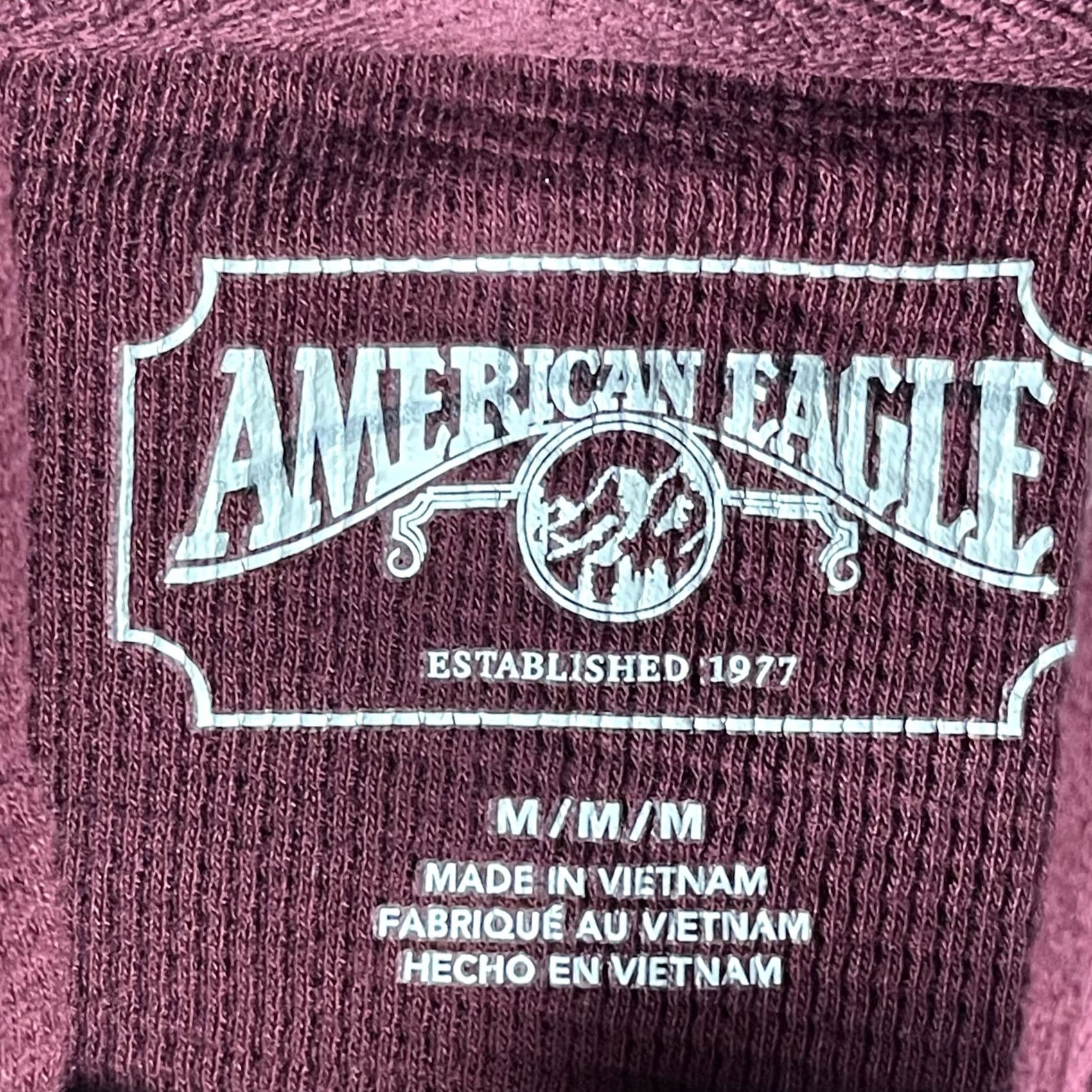 American Eagle Outfitters VINTAGE American Eagle Hoodie Shirt Mens Medium Maroon Waffle Knit Pullover Long Sleeve Size US M / EU 48-50 / 2 - 4 Thumbnail
