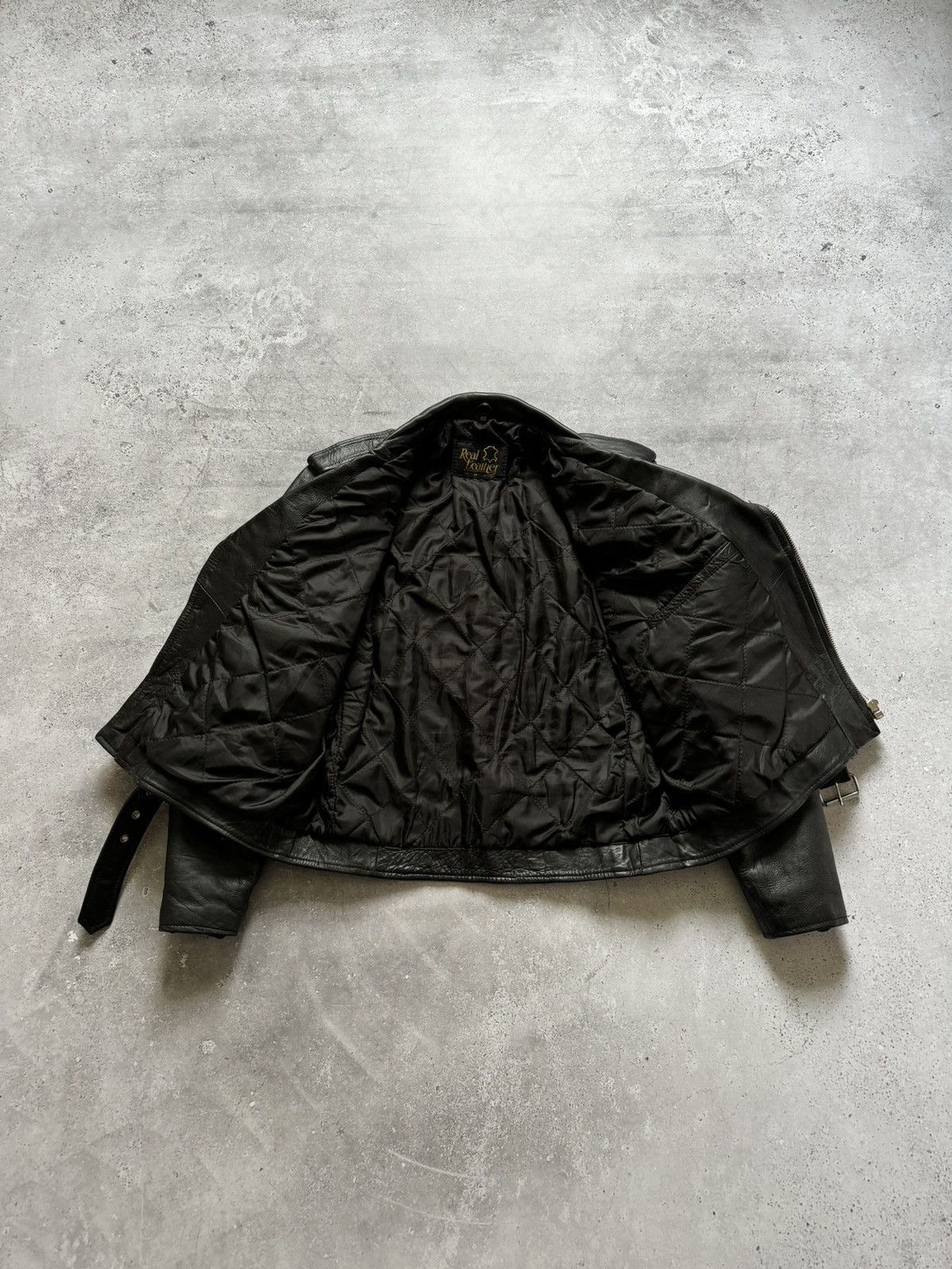 Genuine Leather × Vintage Vintage 90s Ramones Style Biker Leather Jacket Size US S / EU 44-46 / 1 - 7 Thumbnail