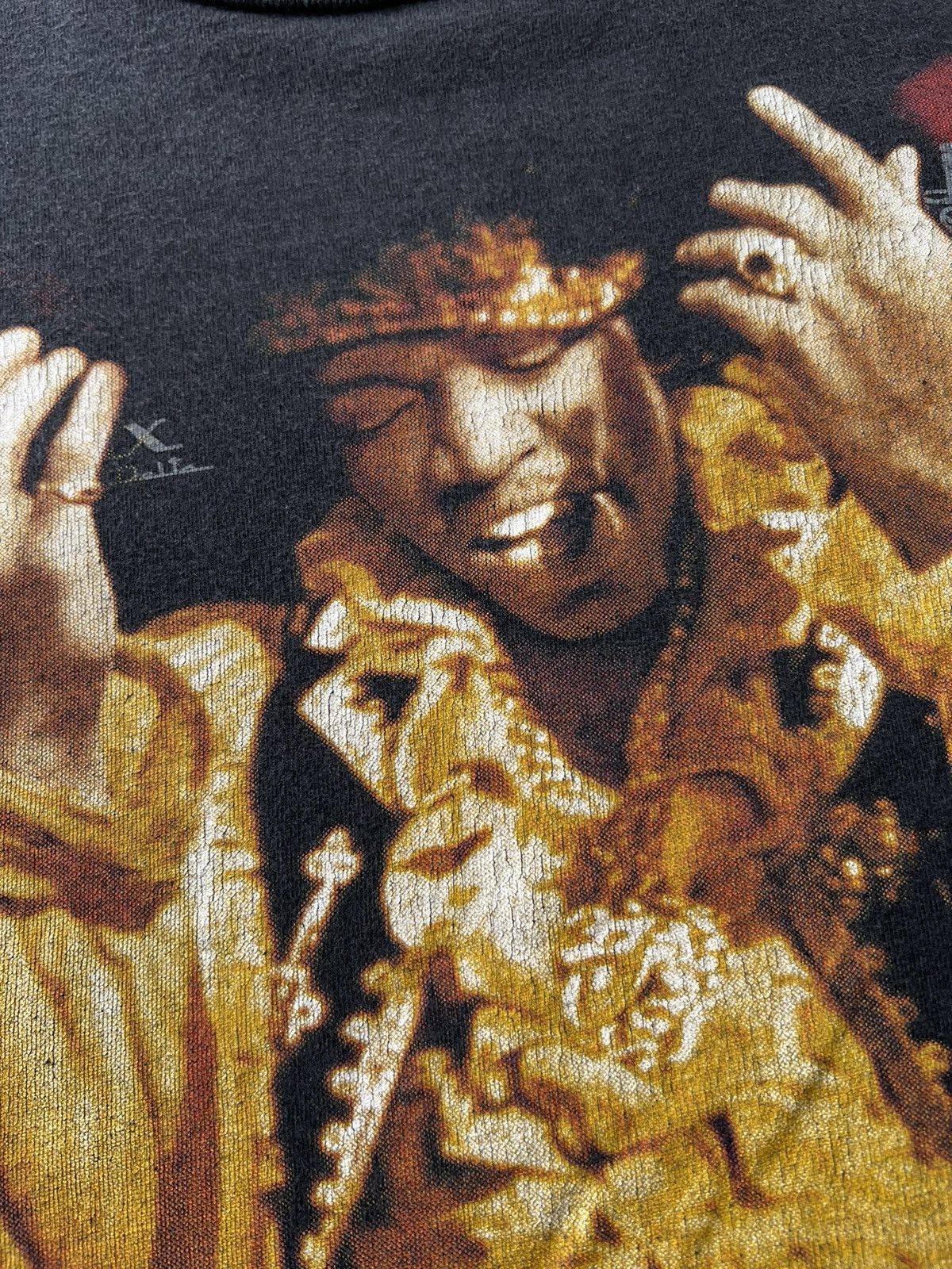Band Tees Vintage 90s Jimi Hendrix South Saturn Delta Black T-shirt Size US S / EU 44-46 / 1 - 6 Thumbnail