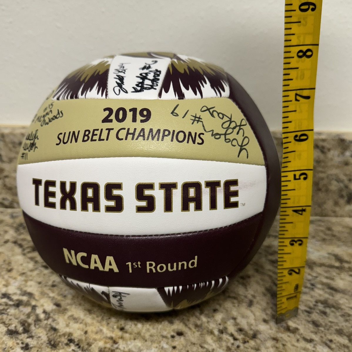 NCAA 2019 Texas State Bobcats Sun Belt Champ Autograph Volleyball Size ONE SIZE - 7 Thumbnail