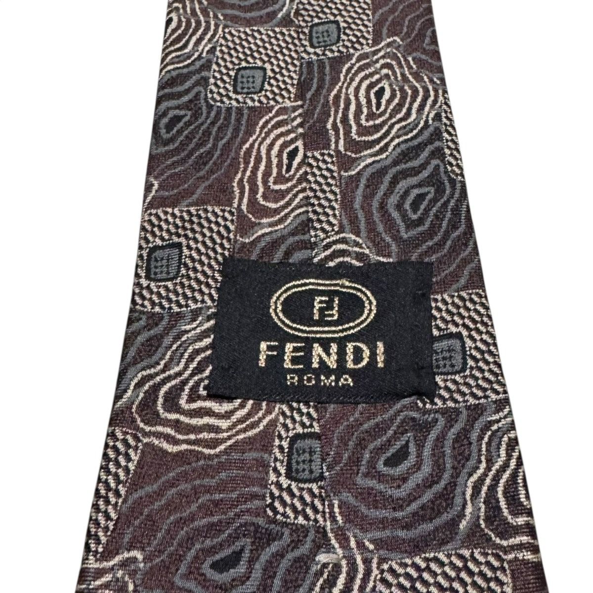 Fendi Fendi Silk Geometric Patterned Brown Men’s Tie 57.25x3.5 Size ONE SIZE - 4 Thumbnail