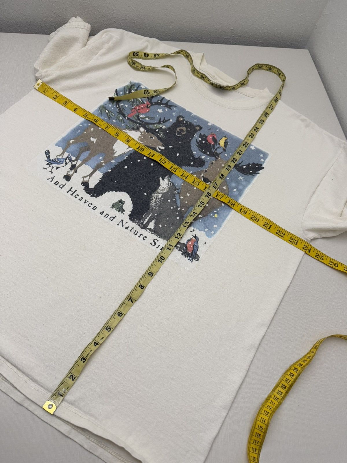 Vintage 90s Bear Moose Deer Heaven & Nature Sing Christmas Tee XL Size US XL / EU 56 / 4 - 7 Thumbnail