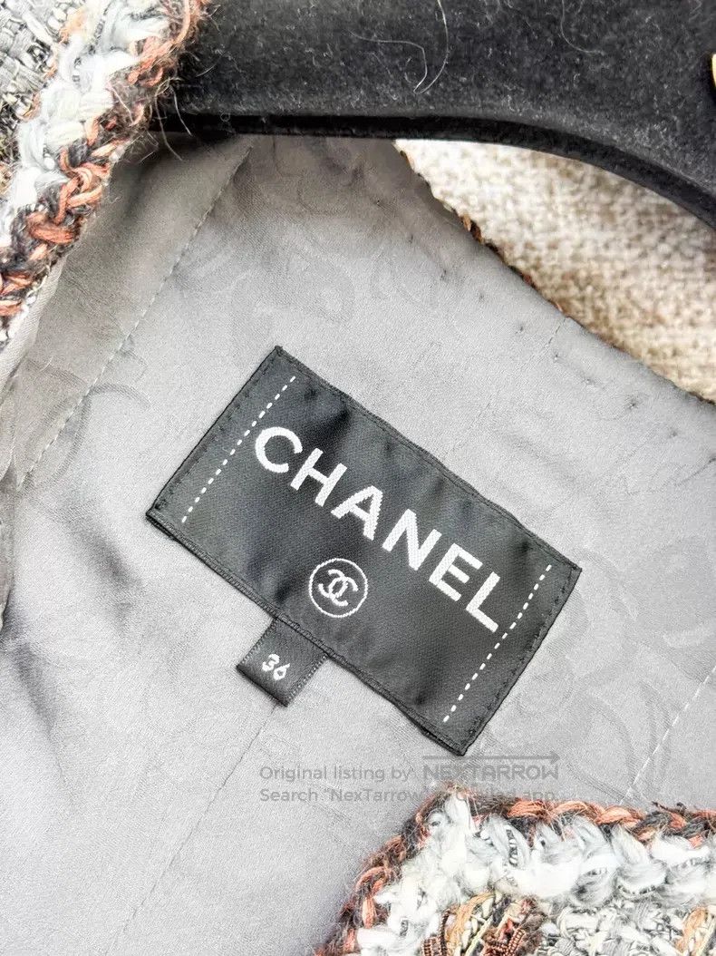 Chanel Chanel Gray coffee-colored tweed rolled edge woven jacket Size XS / US 0-2 / IT 36-38 - 5 Thumbnail