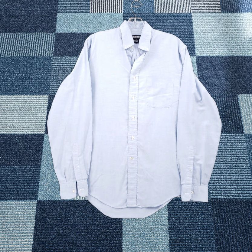Lands' End Lands' End Dress Shirt Mens 15 Button-Down Blue Pocket Long Sleeves Cotton Blend Shirt Mens Blue Slim? Size 40R - 1 Thumbnail