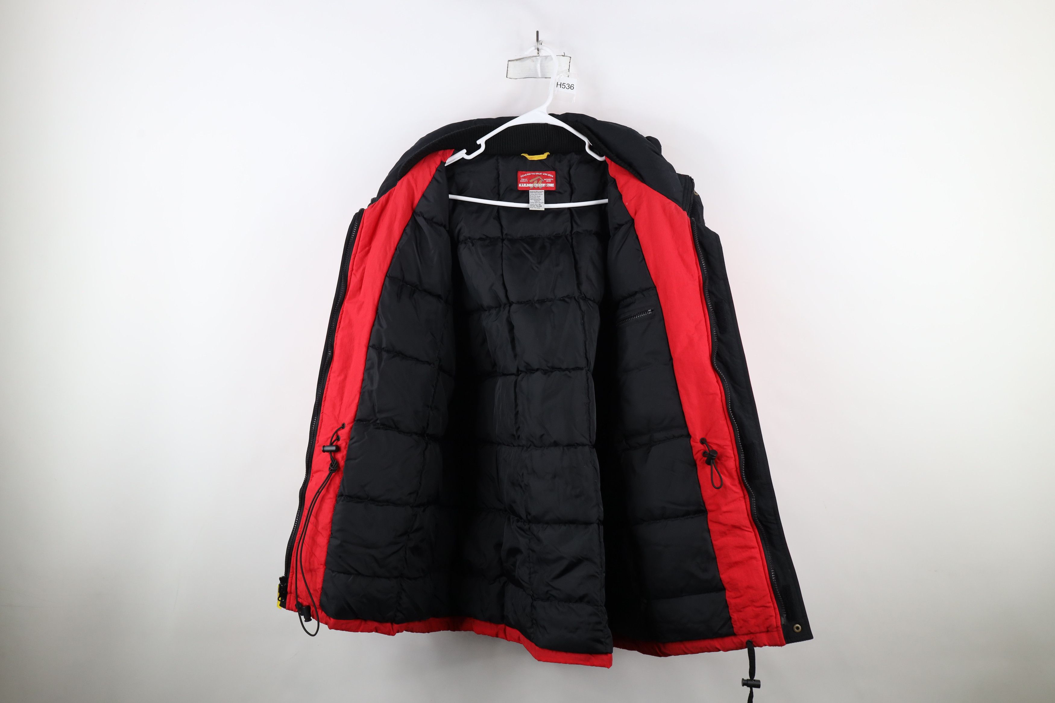 Marlboro × Vintage Vintage 90s Marlboro Duck Down Fill Hooded Puffer Jacket Red Size US XL / EU 56 / 4 - 11 Thumbnail