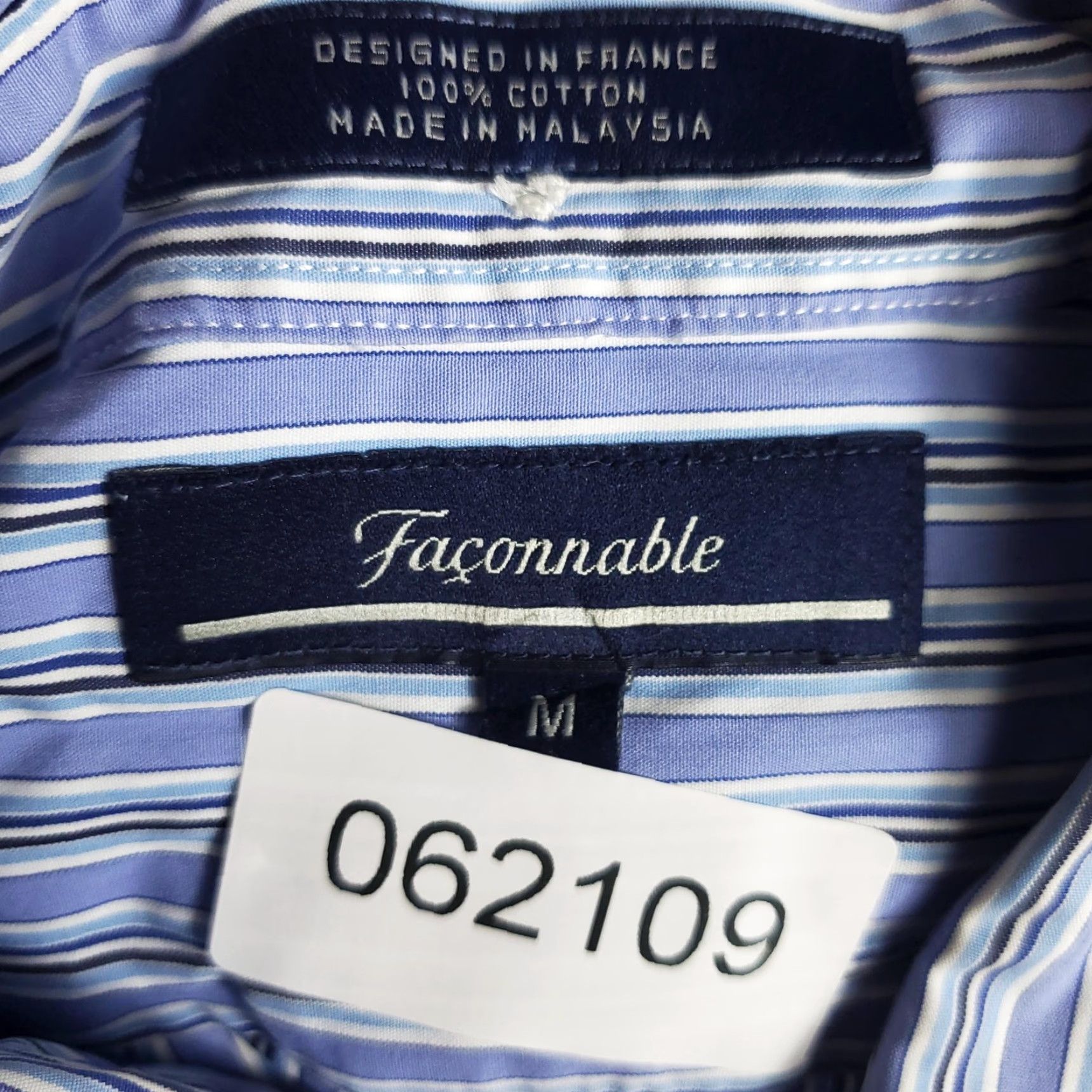 Faconnable VINTAGE Faconnable Shirt Mens Medium Short Sleeve Blue White Striped Cotton Business Casual Size US M / EU 48-50 / 2 - 6 Thumbnail