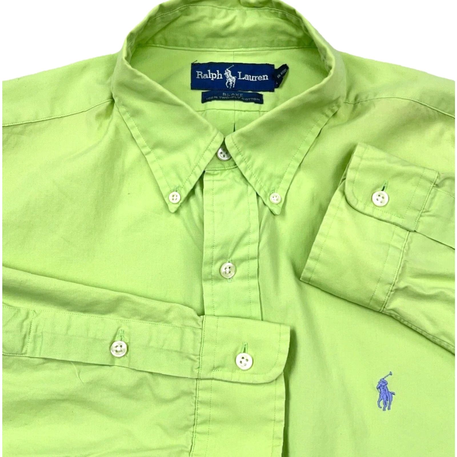 Ralph Lauren Ralph Lauren Shirt Men L Green Purple Button Up Blake Dress Two Ply Poplin P Size 42R - 2 Thumbnail
