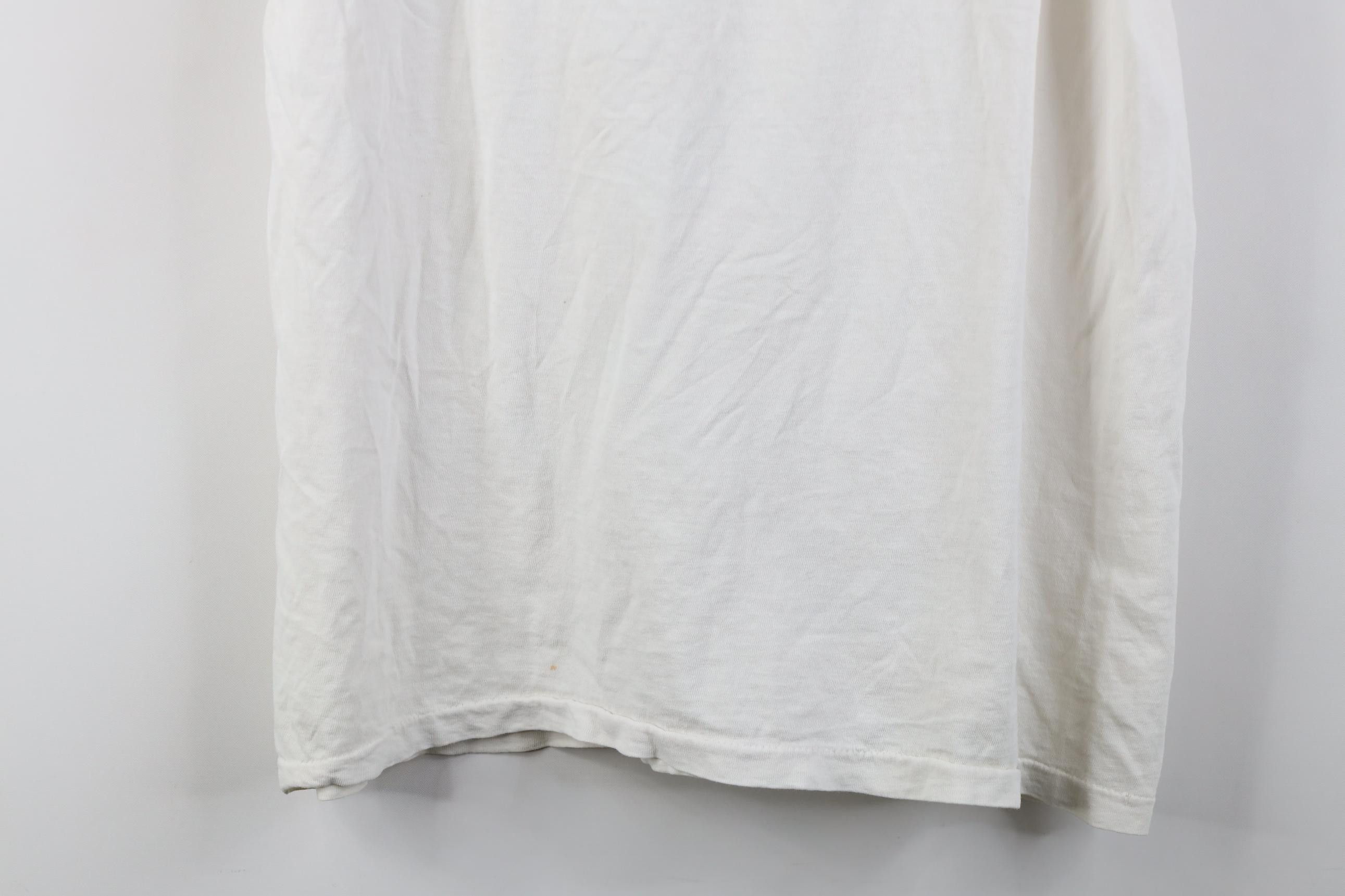 Hanes Vintage 80s 90s Hanes Blank Cotton T-Shirt White USA Size US L / EU 52-54 / 3 - 12 Thumbnail