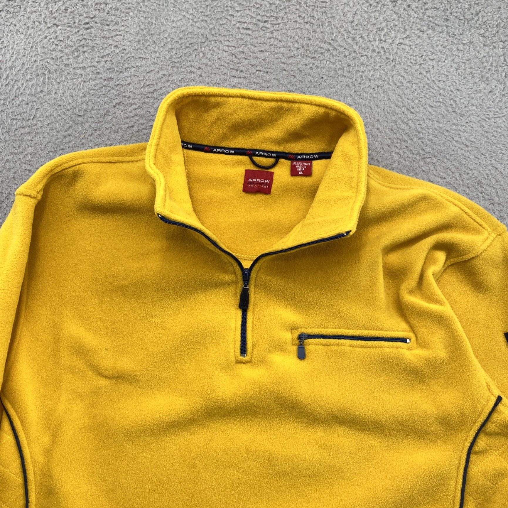 Arrow Arrow Y2K 1/4 Zip Yellow Gold Fleece Pullover Jacket Mens XL New Size US XL / EU 56 / 4 - 2 Thumbnail