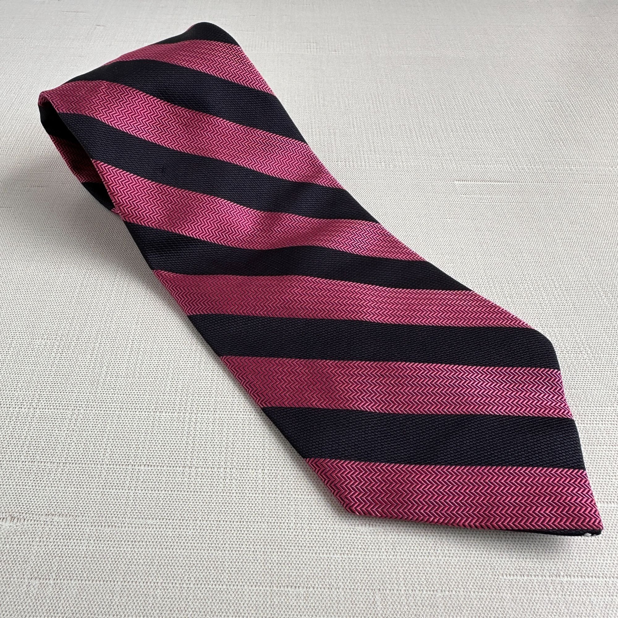 Cremieux Cremieux Pink Black Stripe Tie 57" Size ONE SIZE - 1 Thumbnail