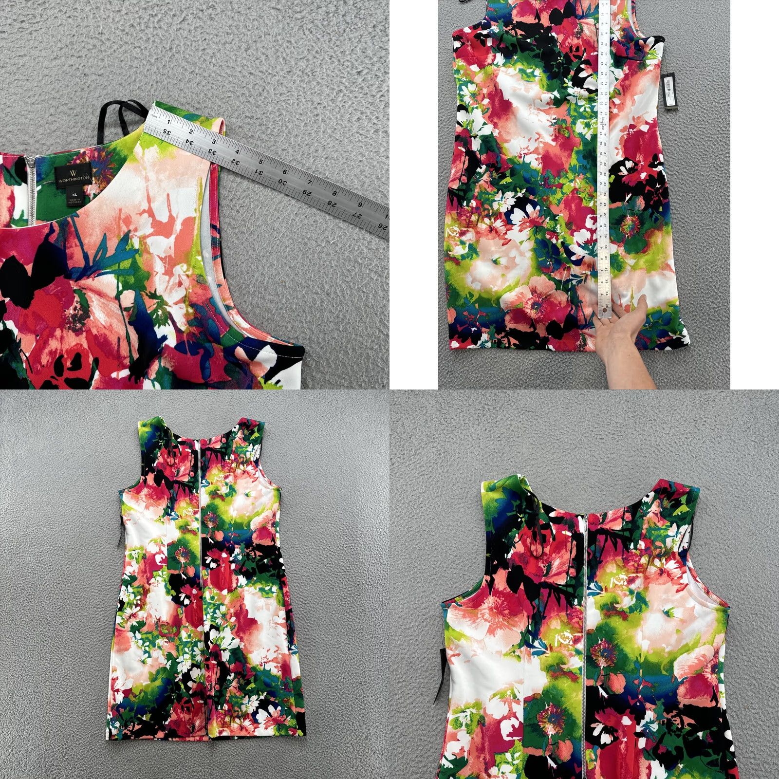 Worthington Worthington Dress Women’s XL Casual Floral Sleeveless V-Neck Multicolor Knee Length Stretch Size XL / US 12-14 / IT 48-50 - 8 Thumbnail