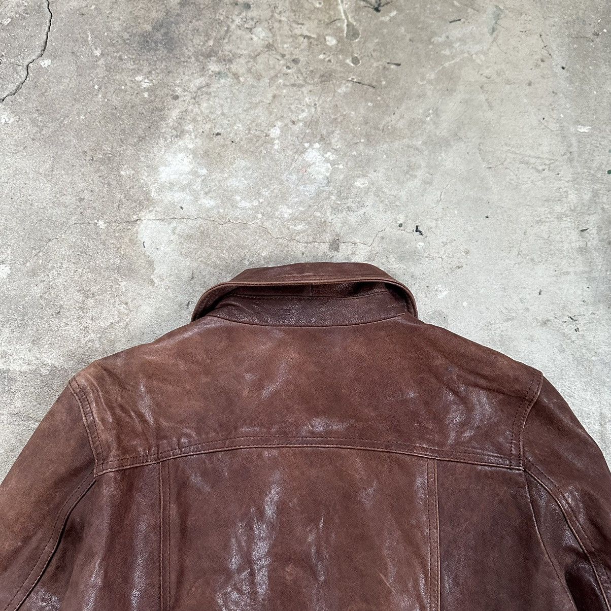 Vintage Vintage Avant Garde Leather Brown Jacket Size XS / US 0-2 / IT 36-38 - 12 Thumbnail