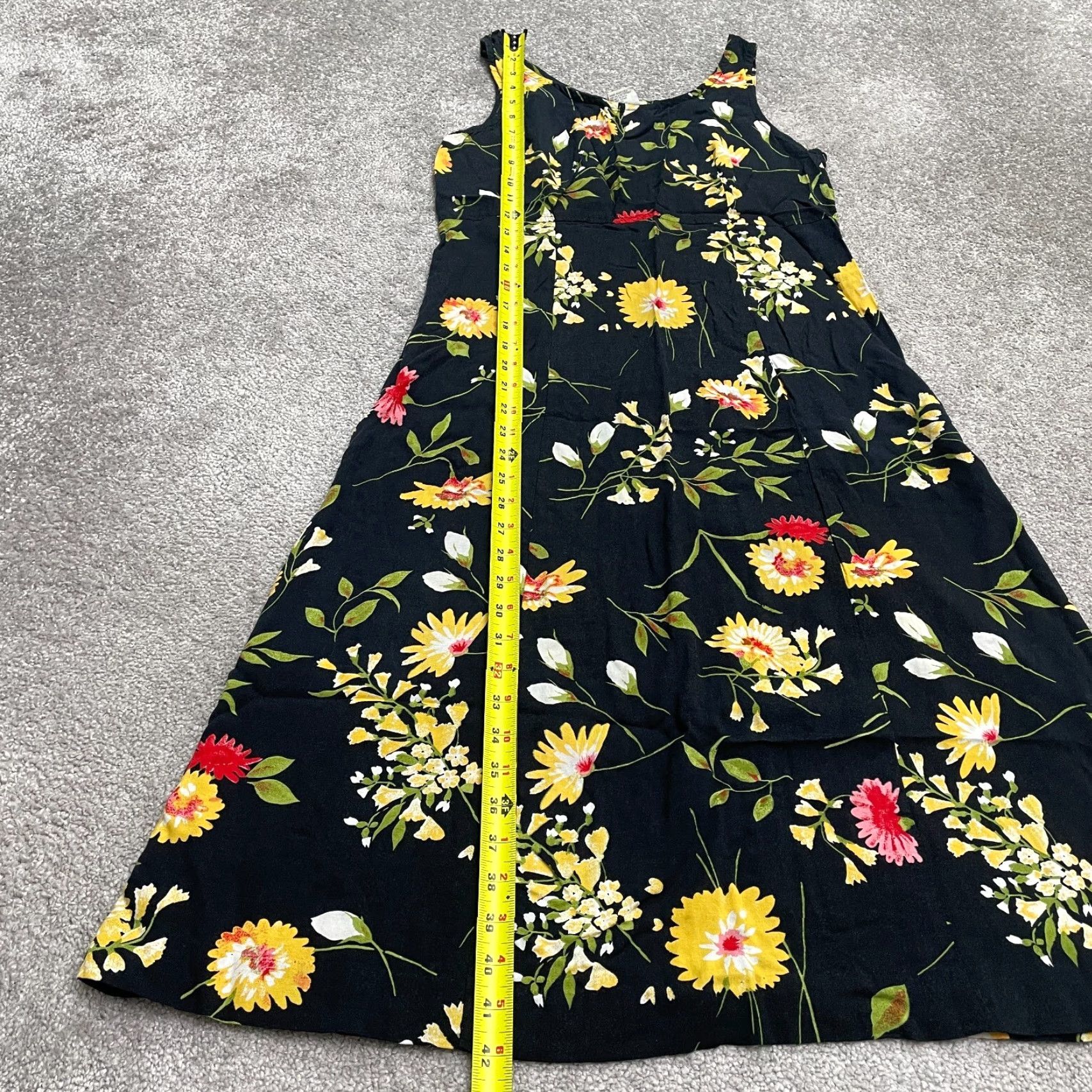 Vintage Unbranded Floral Sleeveless A-Line Midi Maxi Dress Womens 6 Black Rayon Casual Size M / US 6-8 / IT 42-44 - 6 Thumbnail