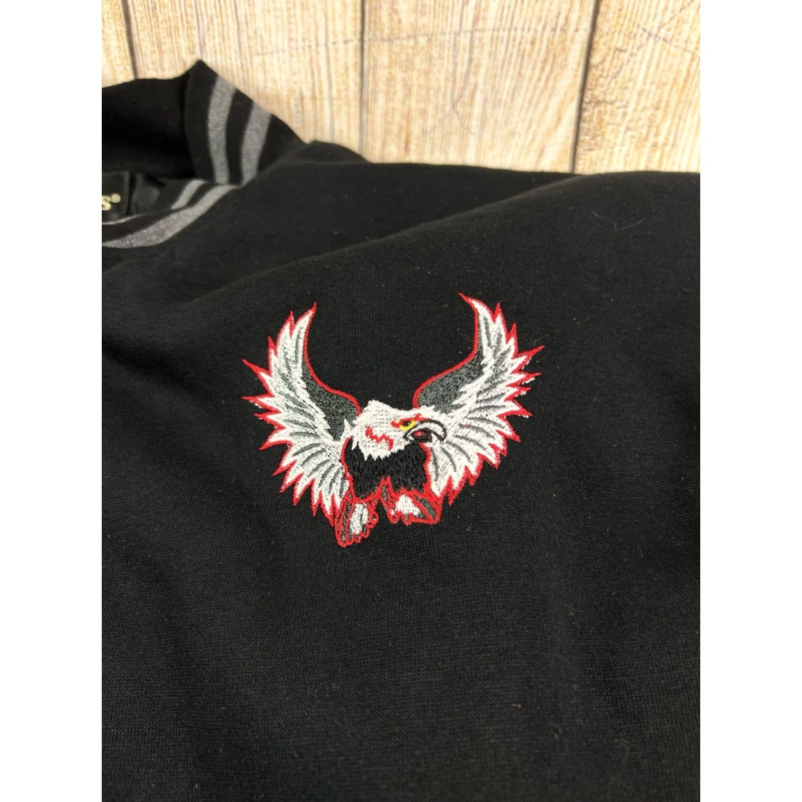 Vintage VINTAGE Oscar Sports USA Bald Eagle Varsity Jacket L Black Button Mens Large Size US L / EU 52-54 / 3 - 3 Thumbnail
