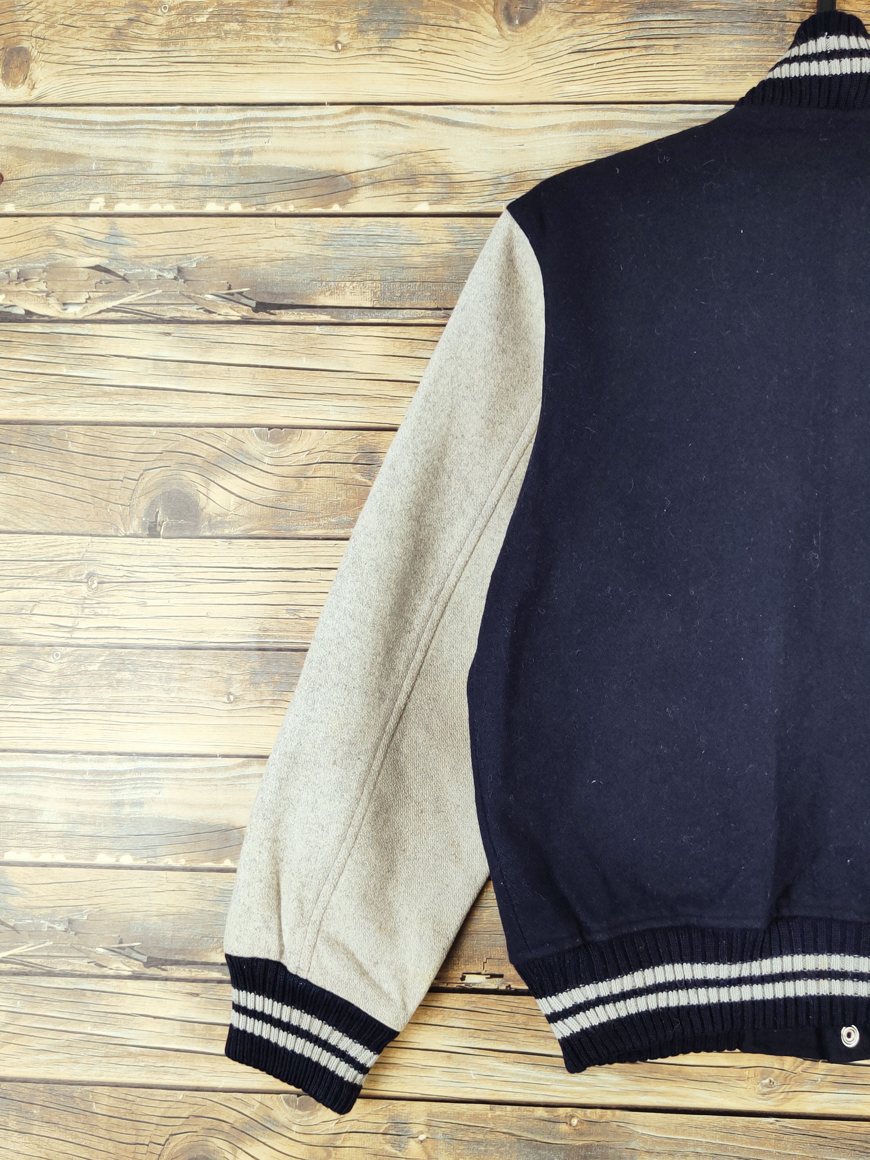 GQ × Vintage GQ Navy Gray Varsity Jackets #W985 Size US S / EU 44-46 / 1 - 8 Thumbnail