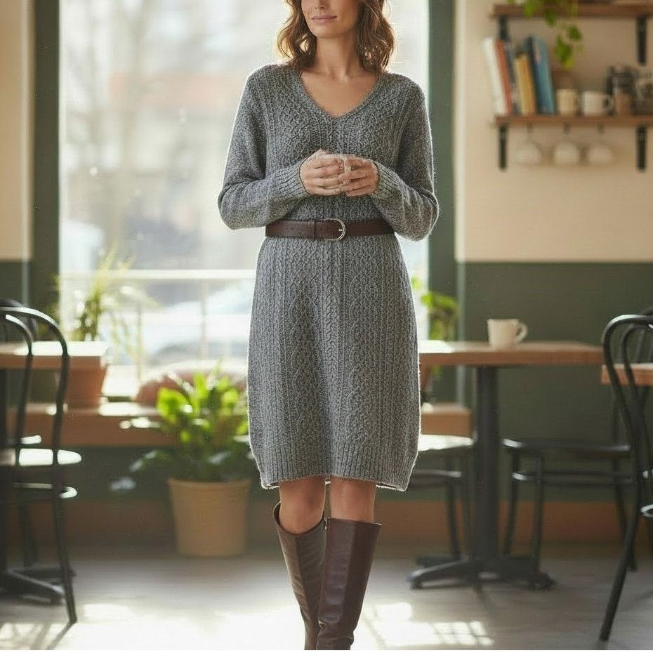Other Max Studio Sweater Dress Cable Knit Long Sleeve V-Neck S Size S / US 4 / IT 40 - 1 Thumbnail