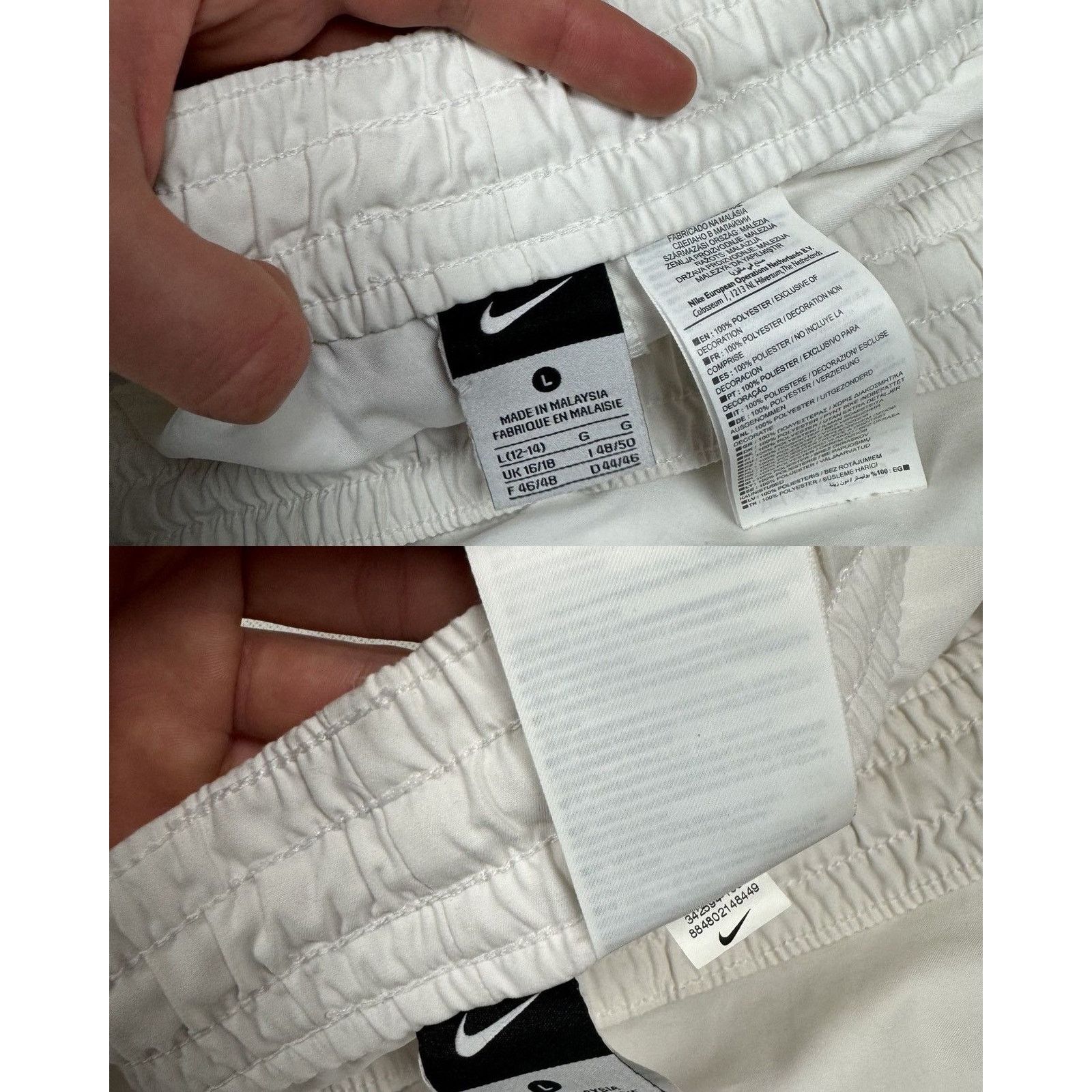 Nike × Vintage Nike Women's White Swoosh Drawstring 3/4 Pants Large (12-14) Size 34" / US 12 / IT 48 - 2 Thumbnail