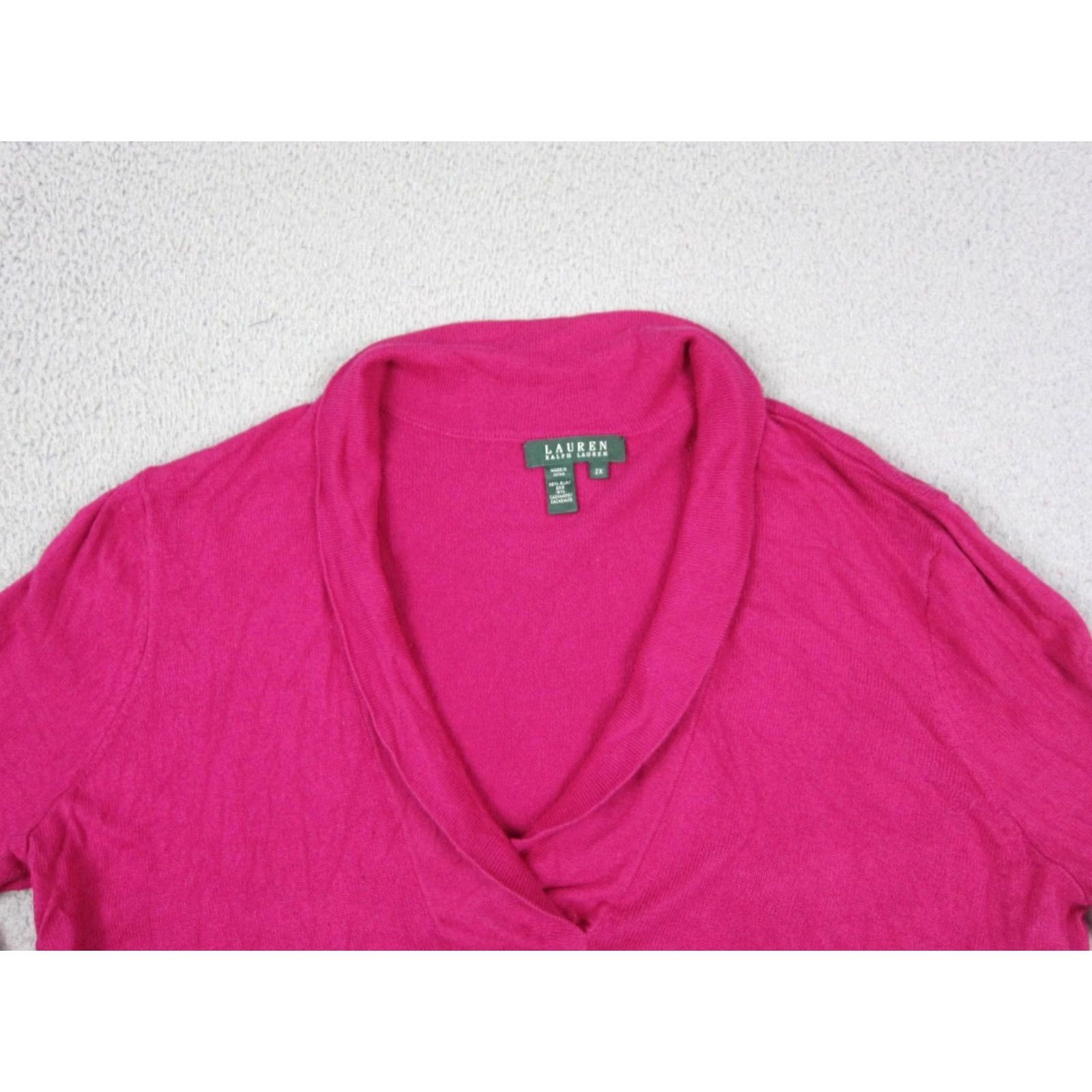 Ralph Lauren Ralph Lauren Sweater Womens Plus 2X Pink Silk Cashmere Shawl Neck Classic LRL 90s Size XXL / US 16-18 / IT 52-54 - 2 Thumbnail