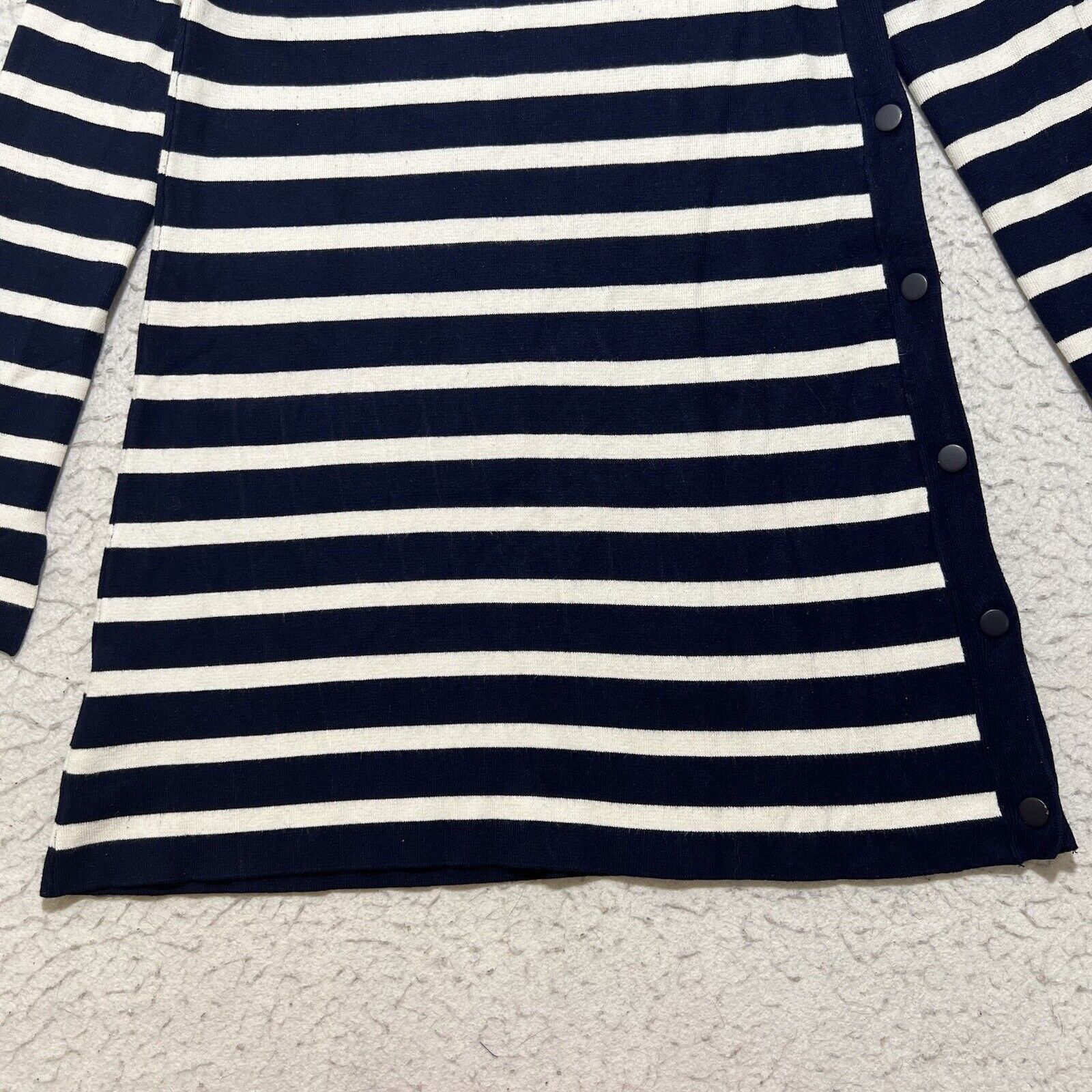 Zara Zara Knit Mock Neck Snap Button Side Blue Striped Sweater Size S / US 4 / IT 40 - 7 Thumbnail