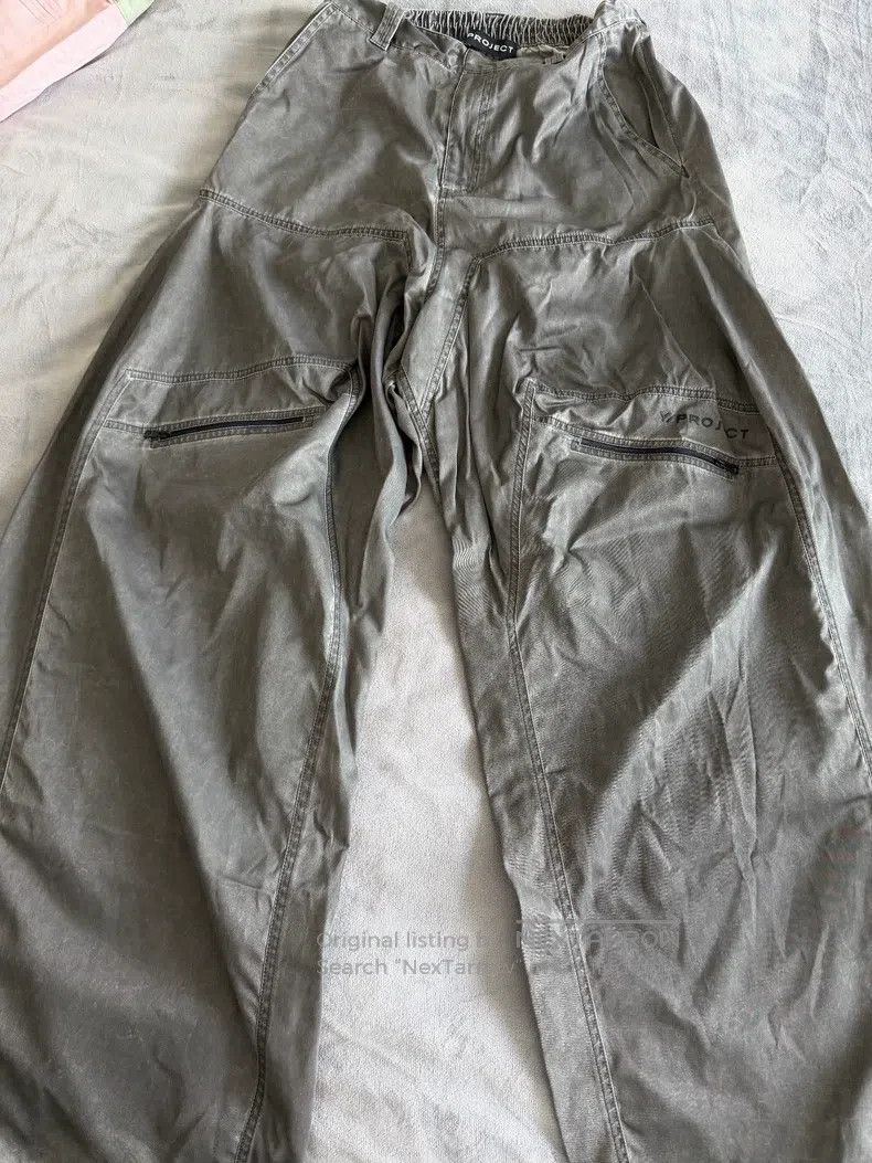 Y/Project Y/Project Size L Coated Fabric Carbon Black Cargo Wide Leg Size US 27 - 6 Thumbnail